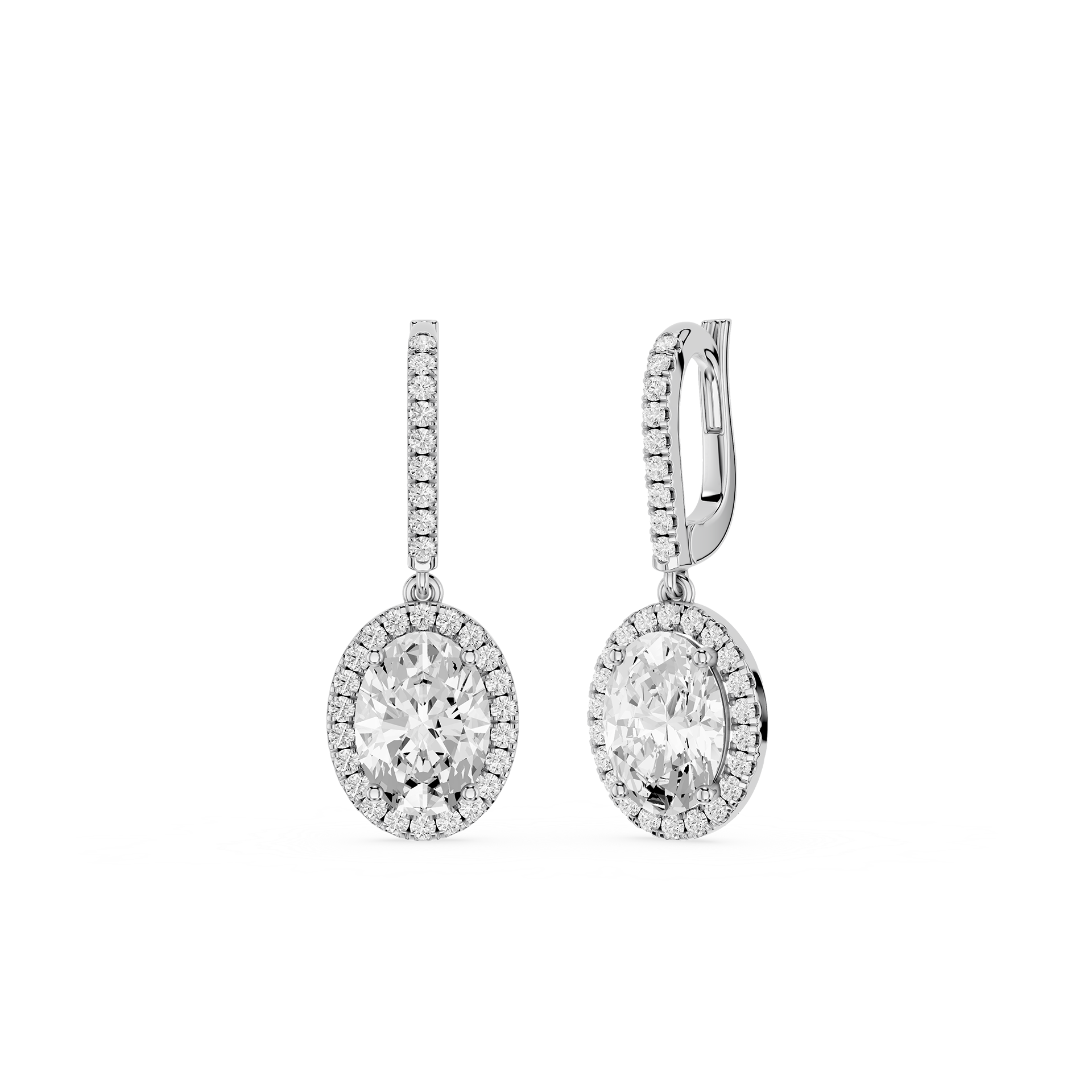 Aurora Oval Halo Lab Grown Diamond Drop Earrings