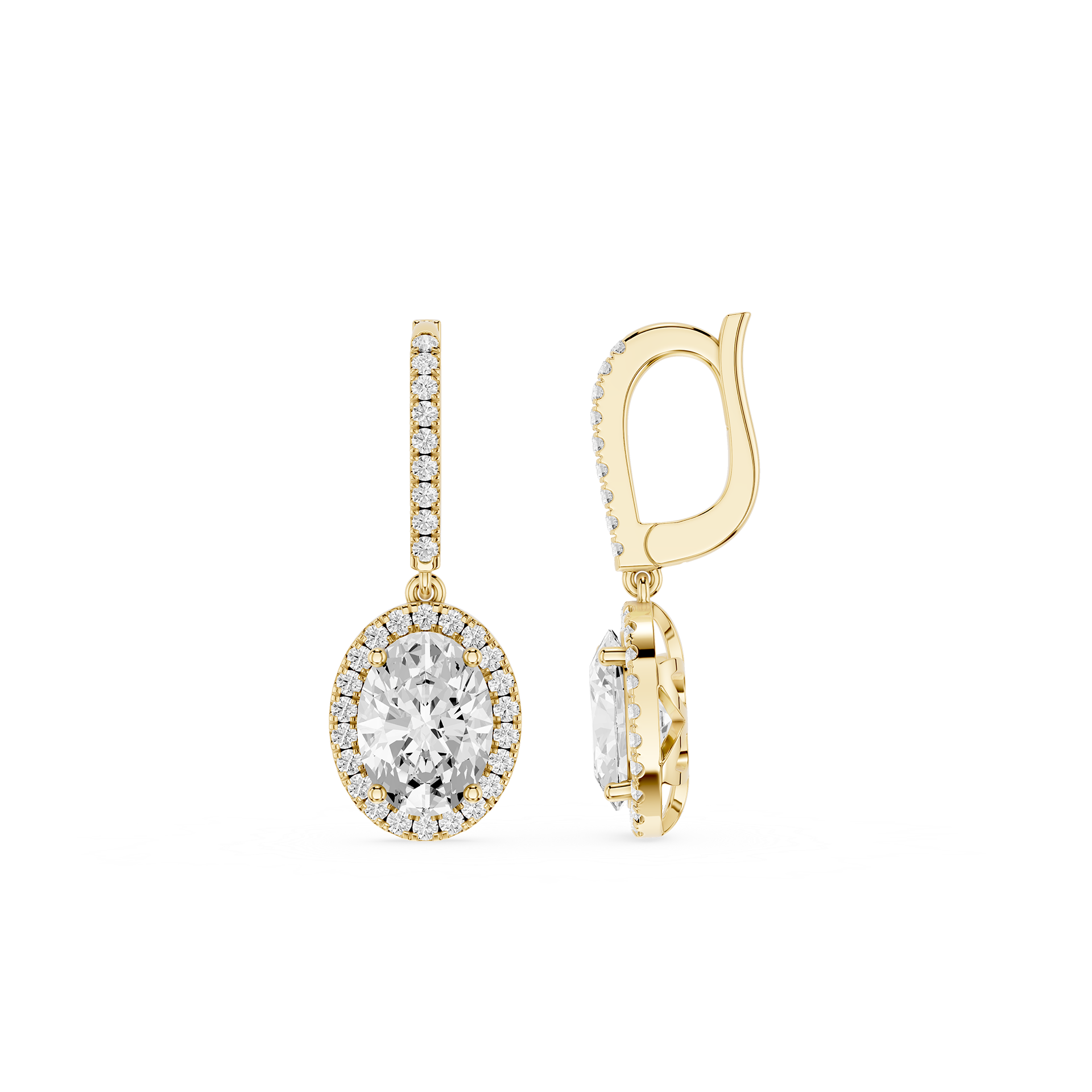 Oval Halo Lab Grown Diamond Drop Dangle Earrings