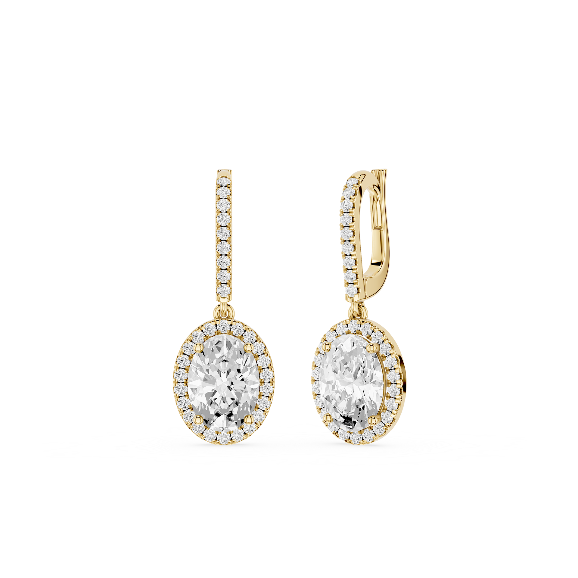 Aurora Oval Halo Lab Grown Diamond Drop Earrings