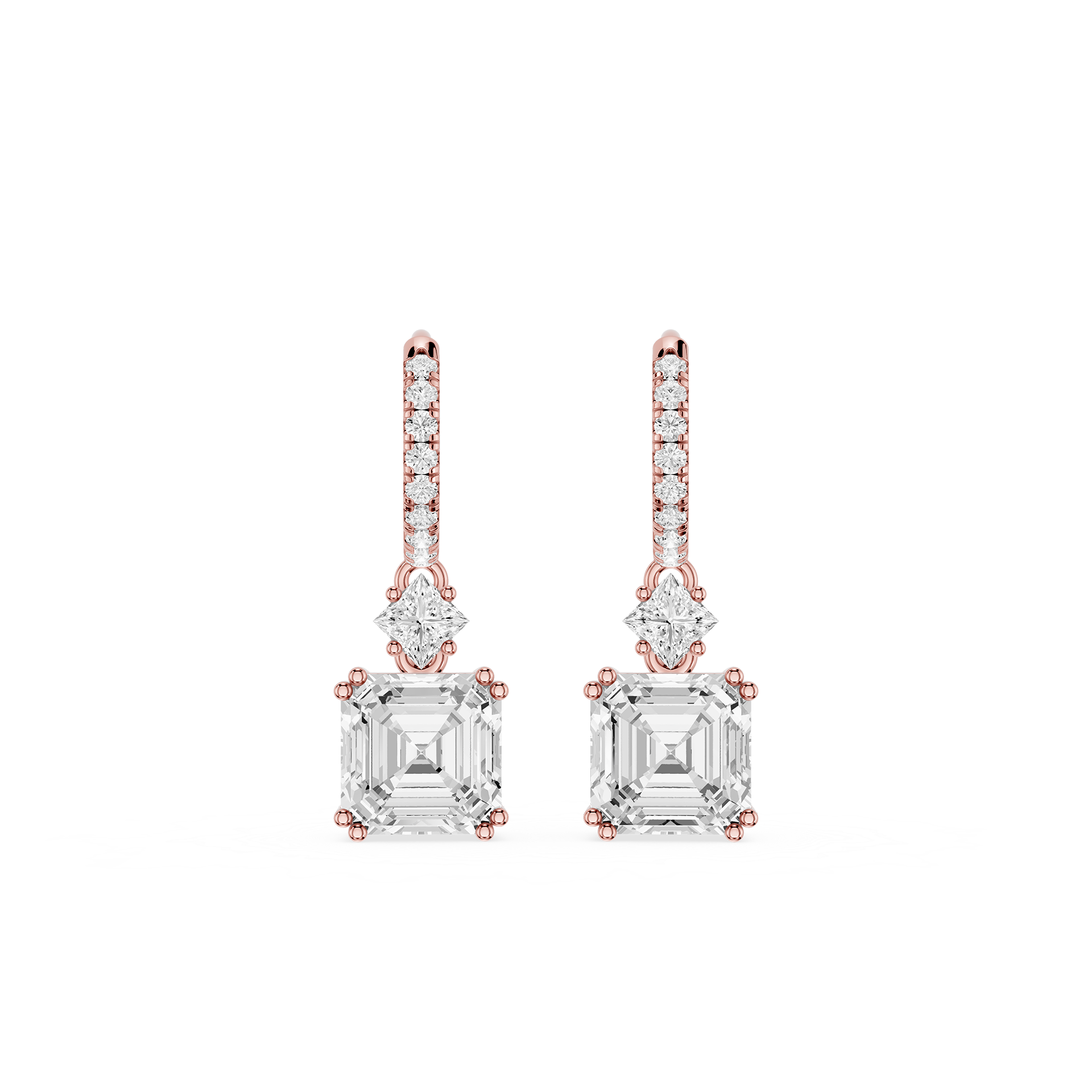 Asscher Cut Lab Grown Diamond Drop Earrings