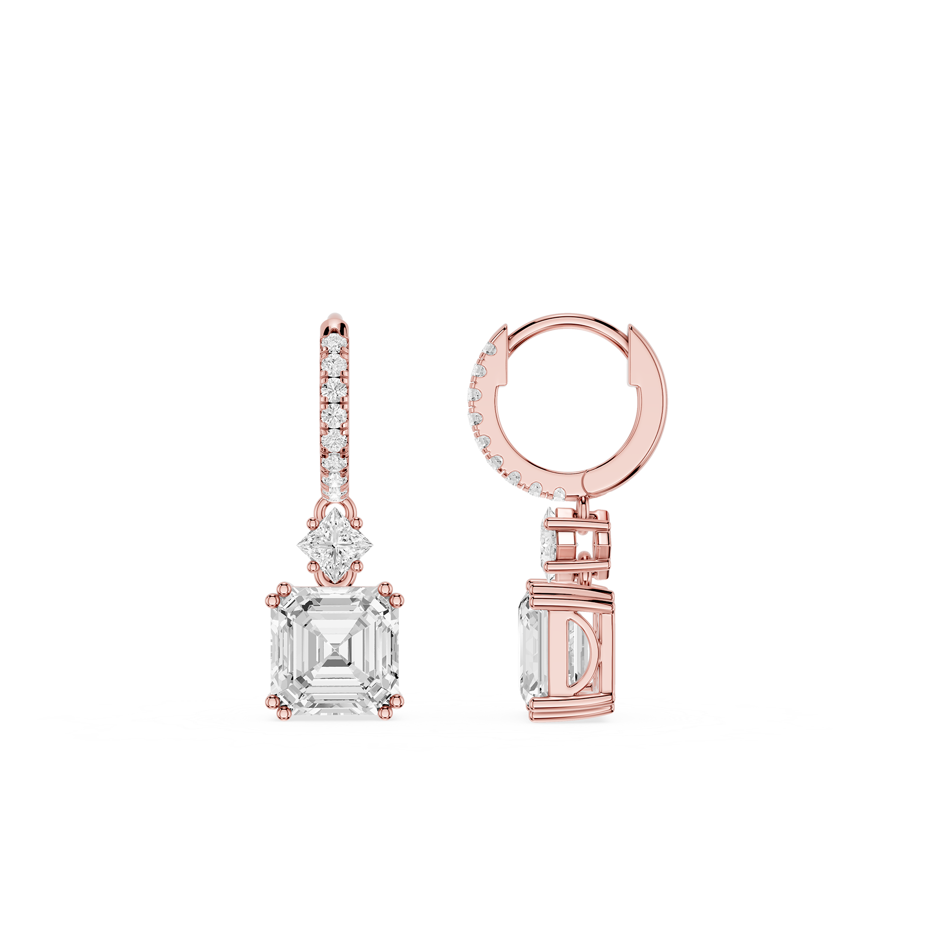 Asscher Cut Lab Grown Diamond Drop Earrings