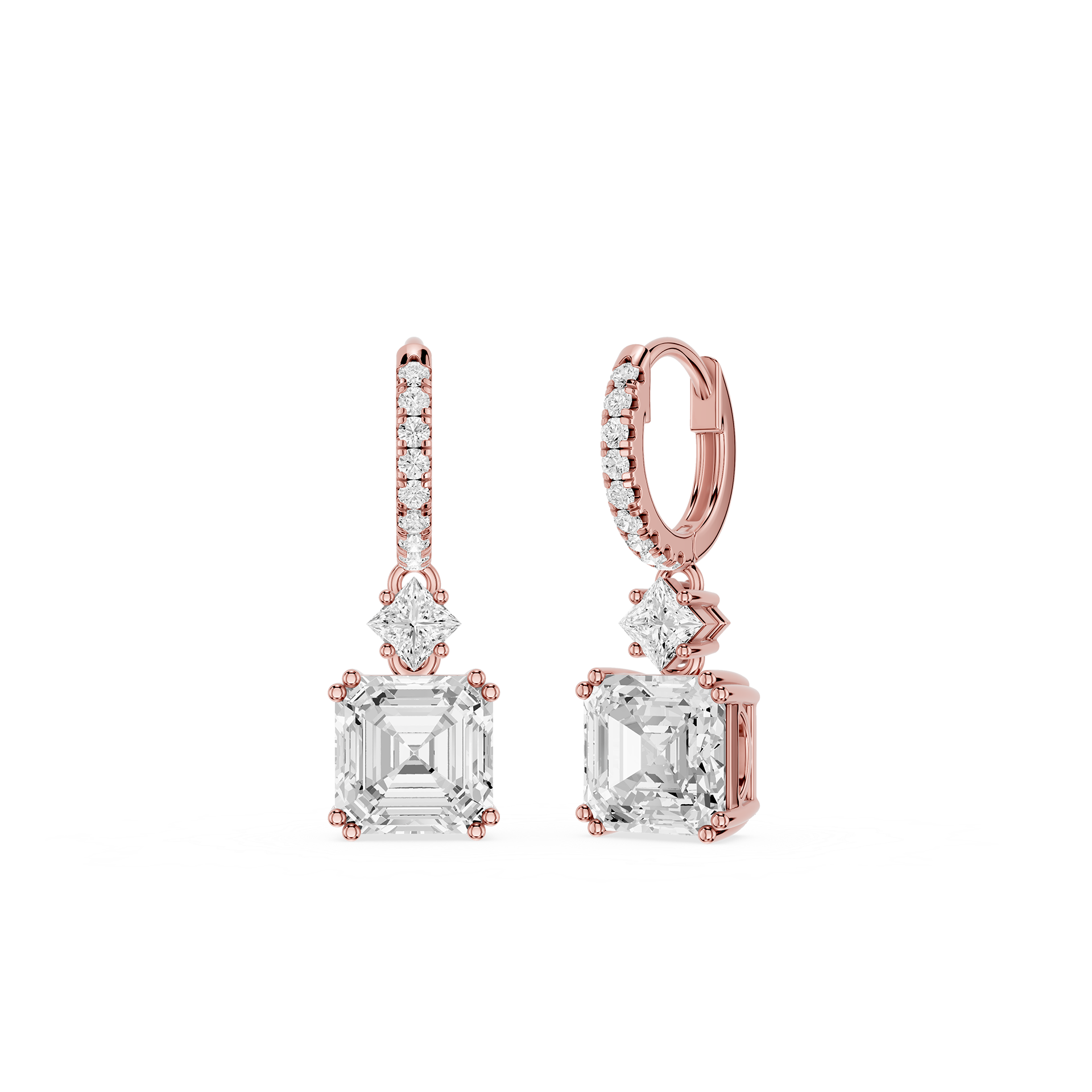 Asscher Cut Lab Grown Diamond Drop Earrings