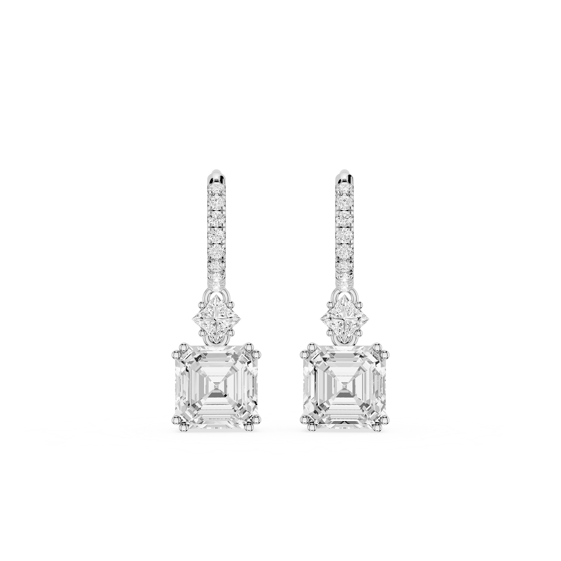Asscher Cut Lab Grown Diamond Drop Earrings