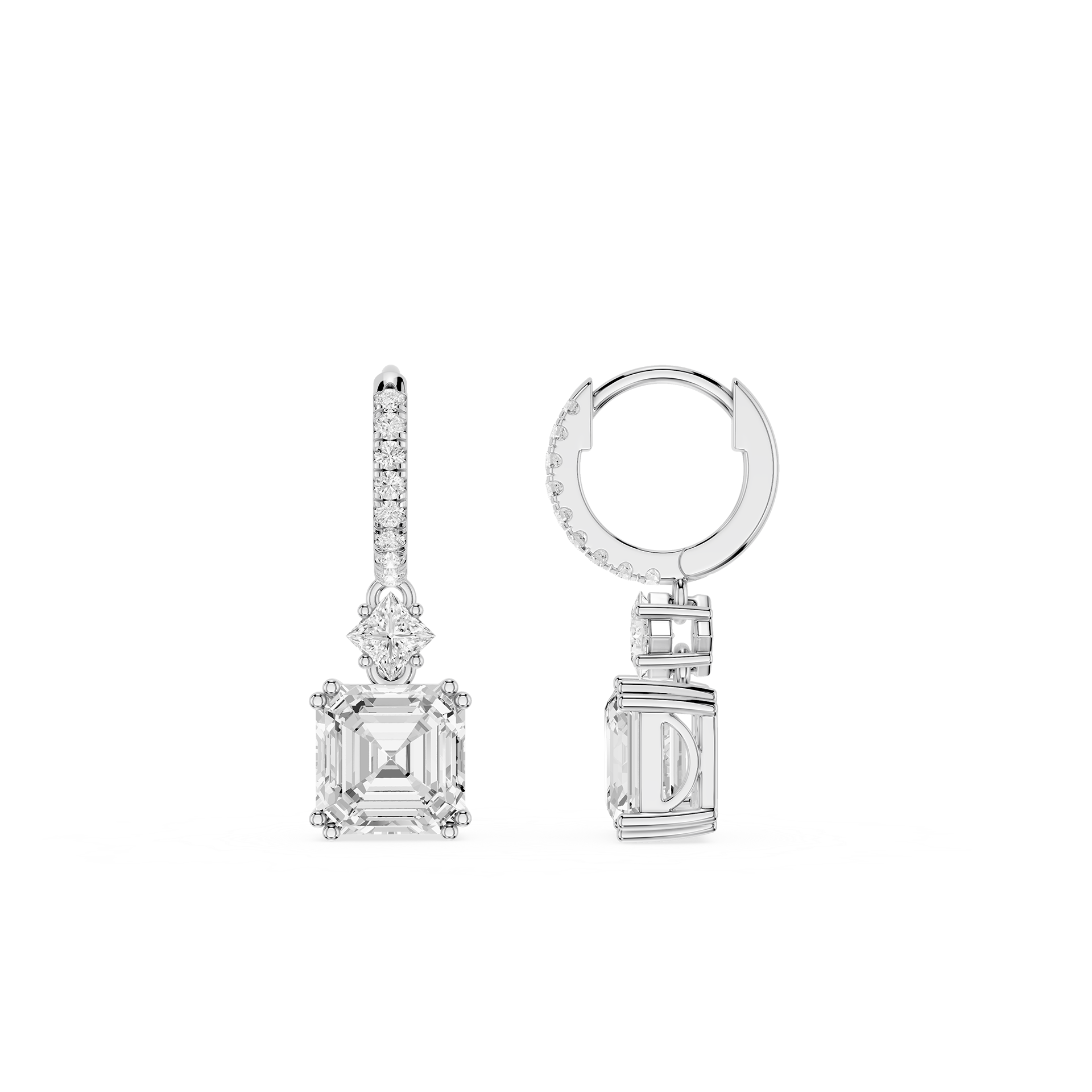 Asscher Cut Lab Grown Diamond Drop Earrings
