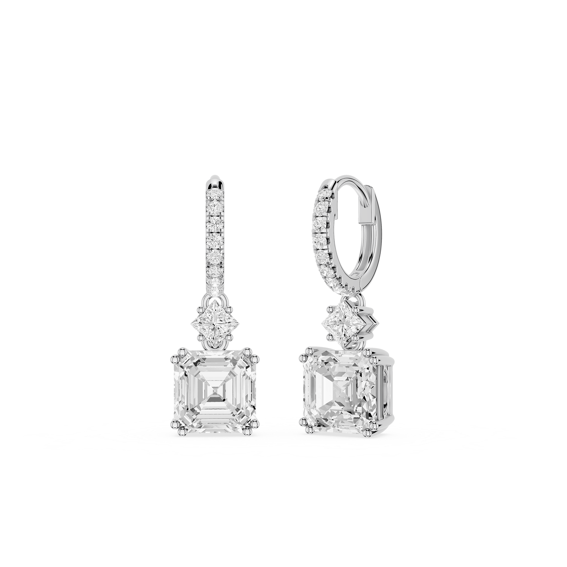 Asscher Cut Lab Grown Diamond Drop Earrings