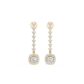 Gold and diamond earrings on a white background