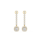 Gold and diamond earrings on a white background