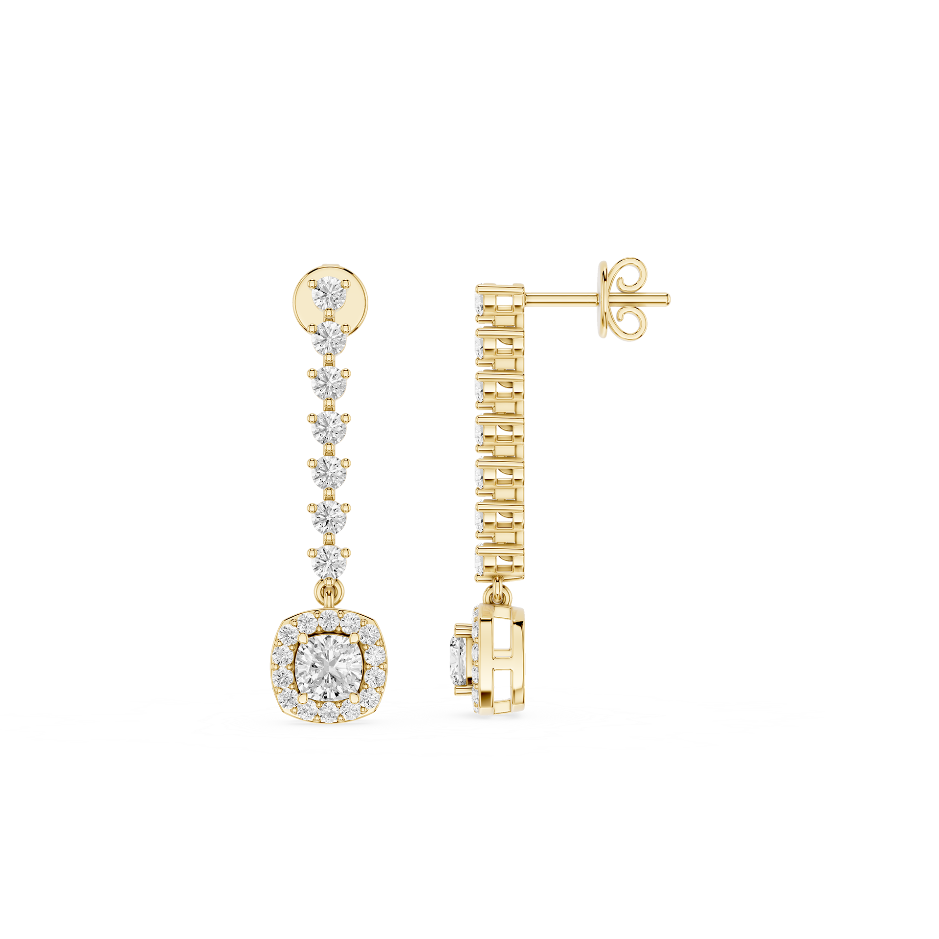 Aurora Halo Lab Grown Diamond Drop Earrings