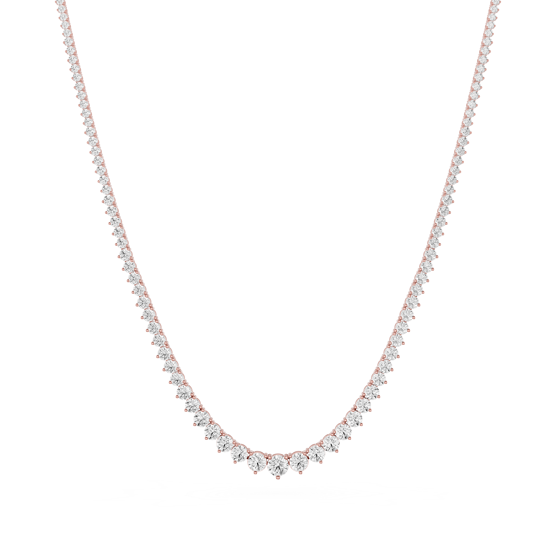 Graduated Round Lab Grown Diamond Tennis Necklace
