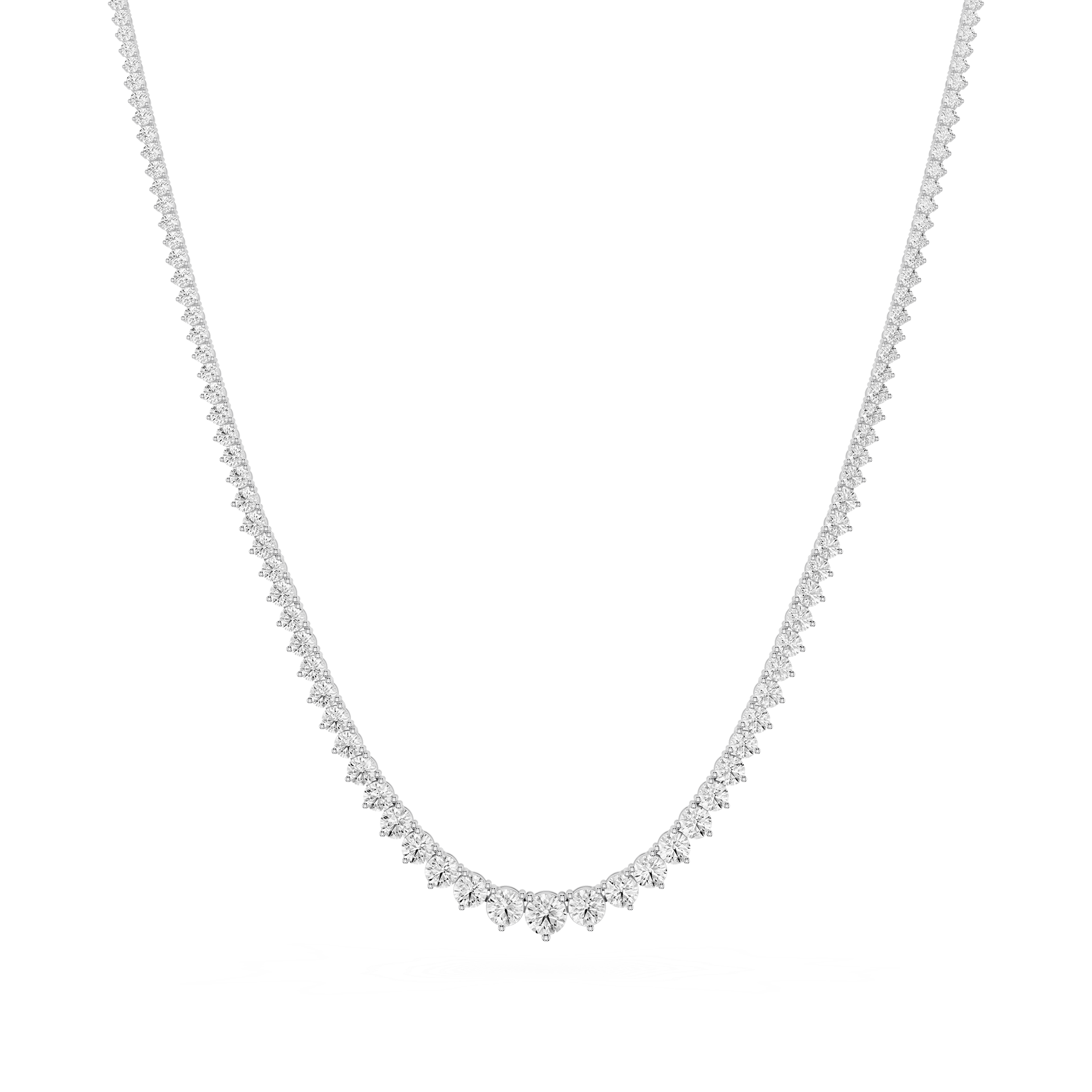 Graduated Round Lab Grown Diamond Tennis Necklace
