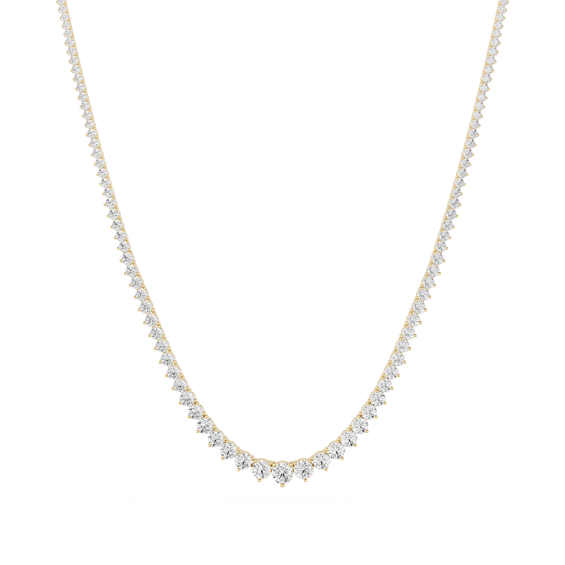 Diamond necklace on a white background