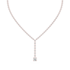 Round Lab Grown Diamond Tennis Y Drop Necklace