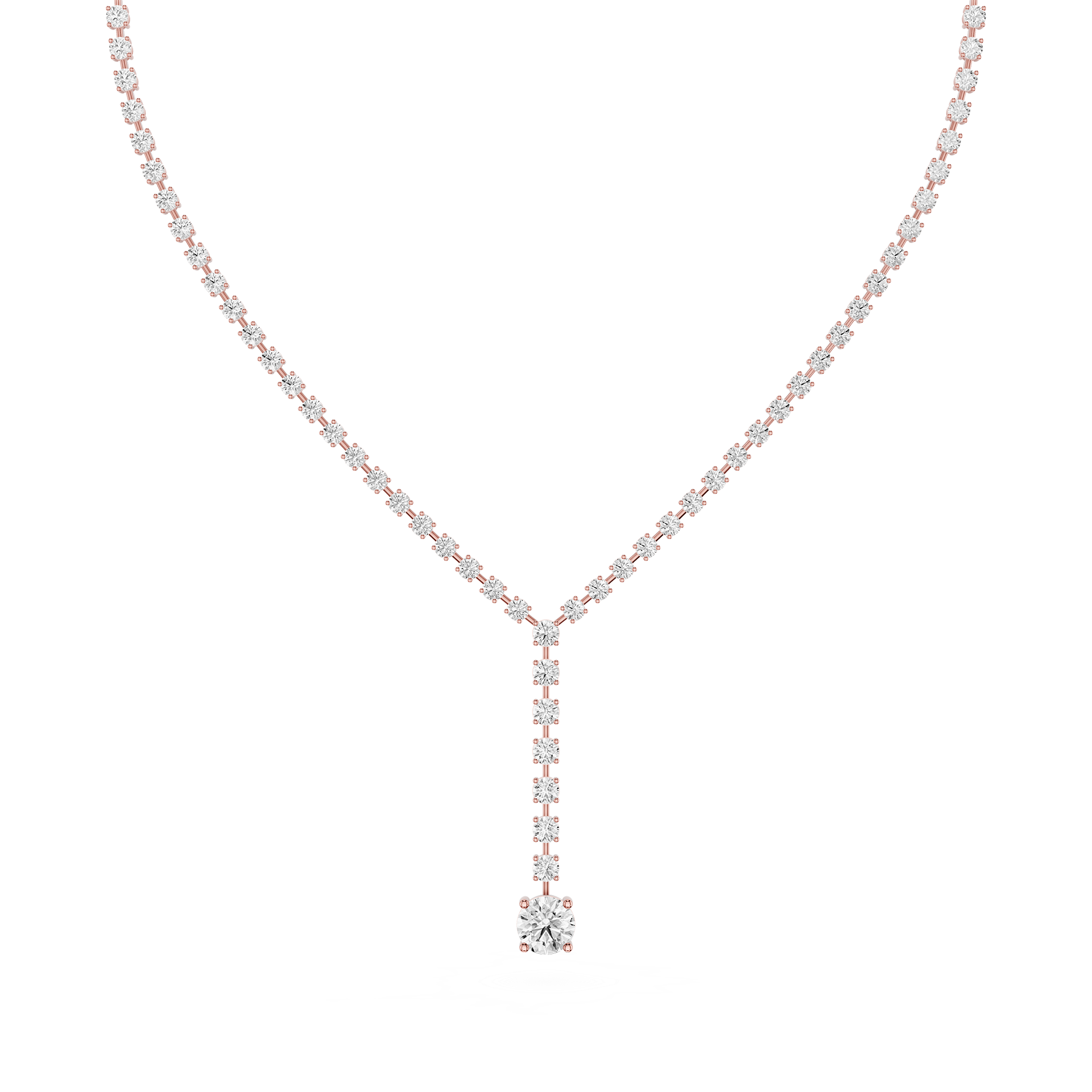 Round Lab Grown Diamond Tennis Y Drop Necklace