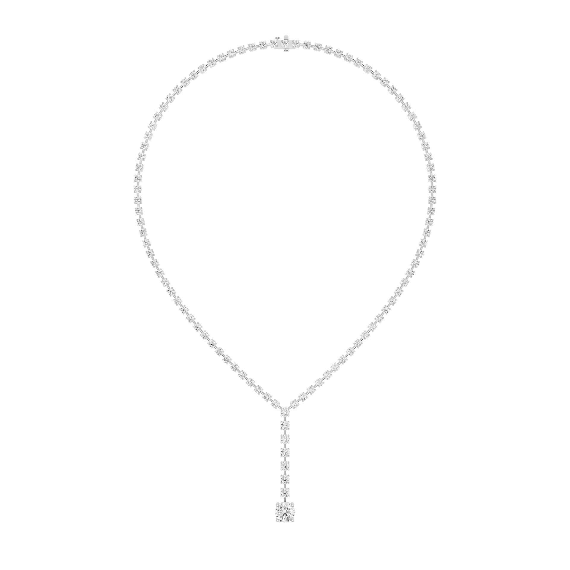 Round Lab Grown Diamond Tennis Y Drop Necklace