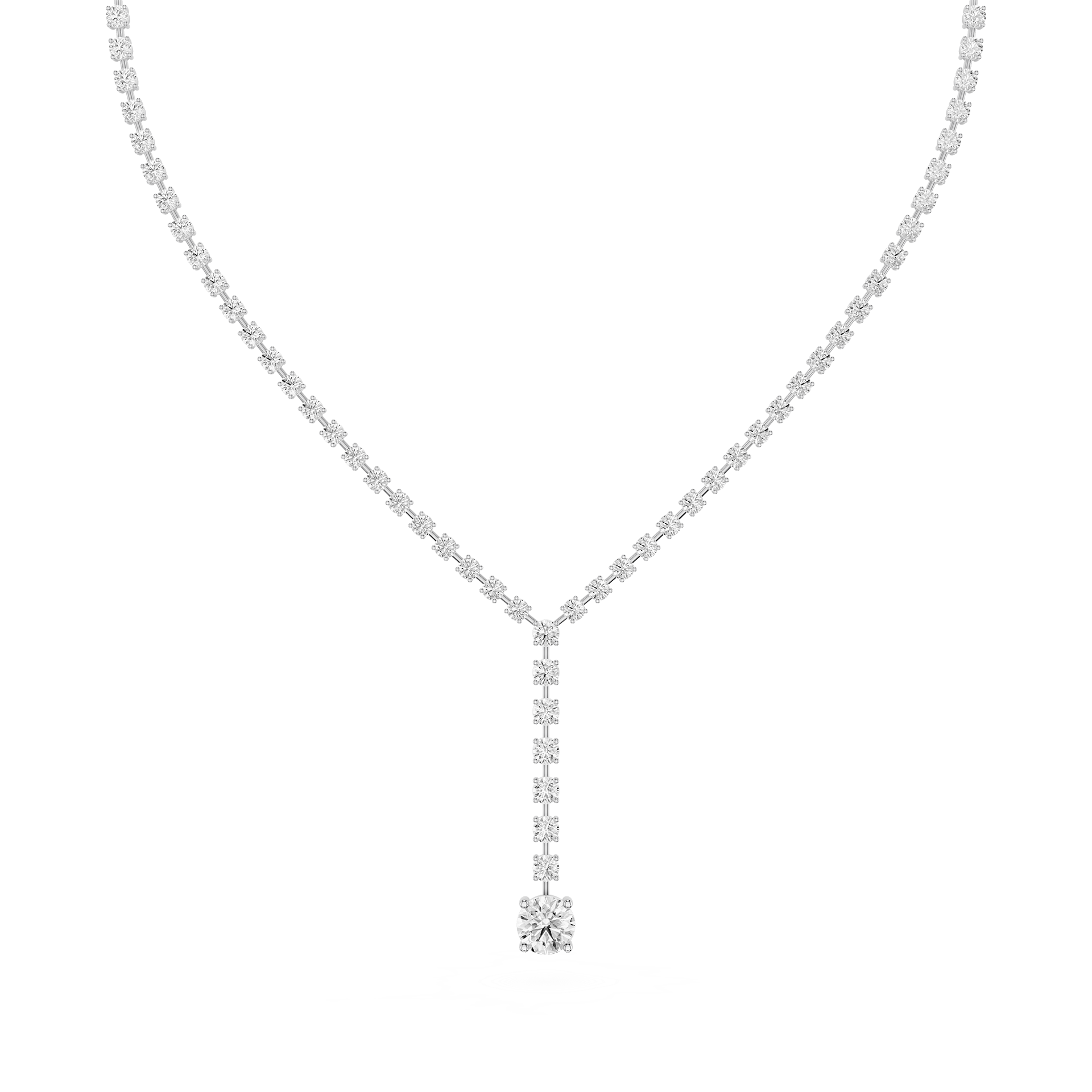 Round Lab Grown Diamond Tennis Y Drop Necklace