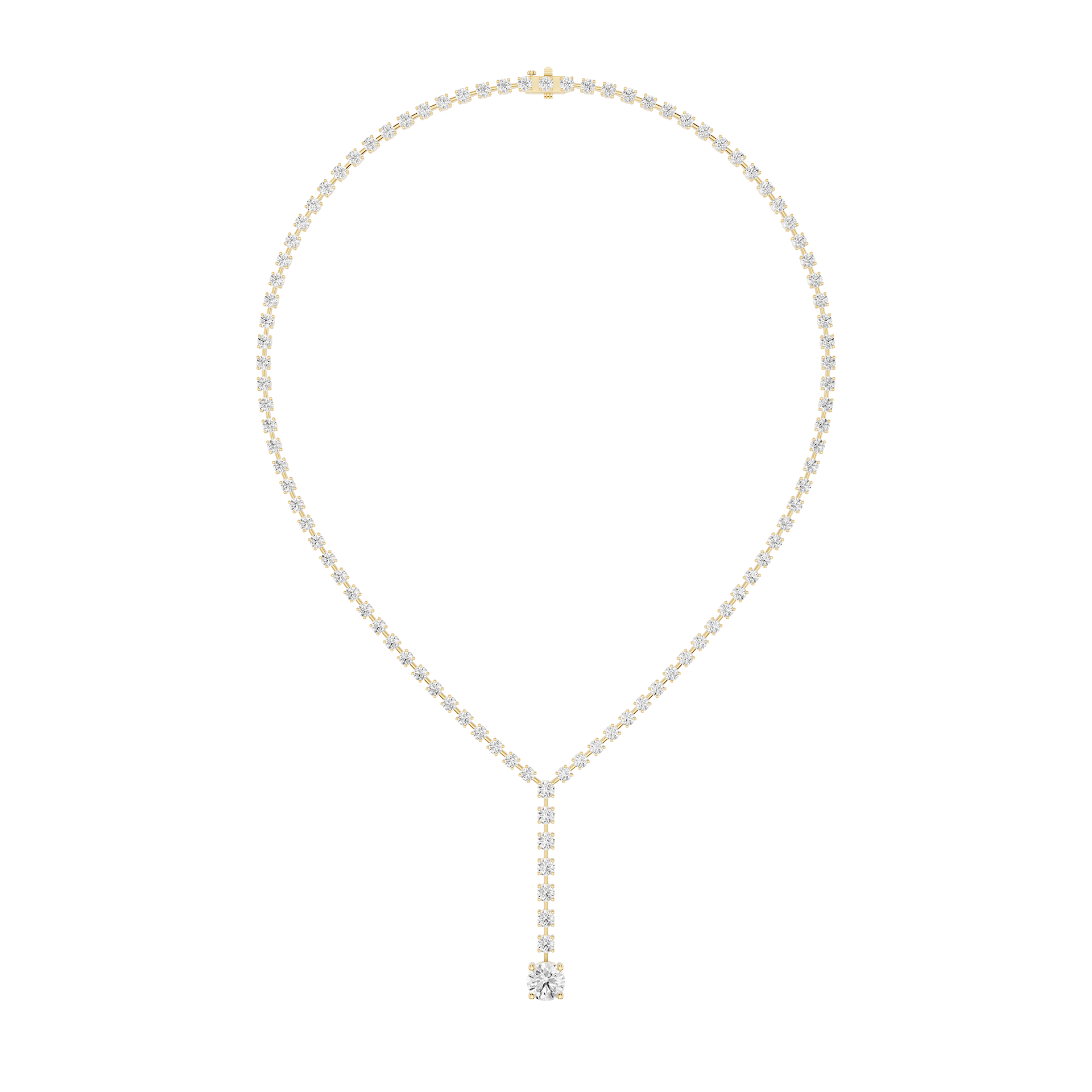 Round Lab Grown Diamond Tennis Y Drop Necklace