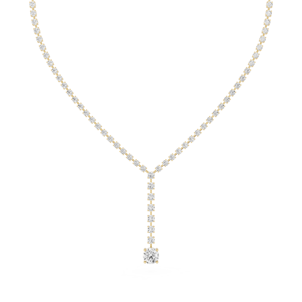 Round Lab Grown Diamond Tennis Y Drop Necklace