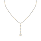Round Lab Grown Diamond Tennis Y Drop Necklace