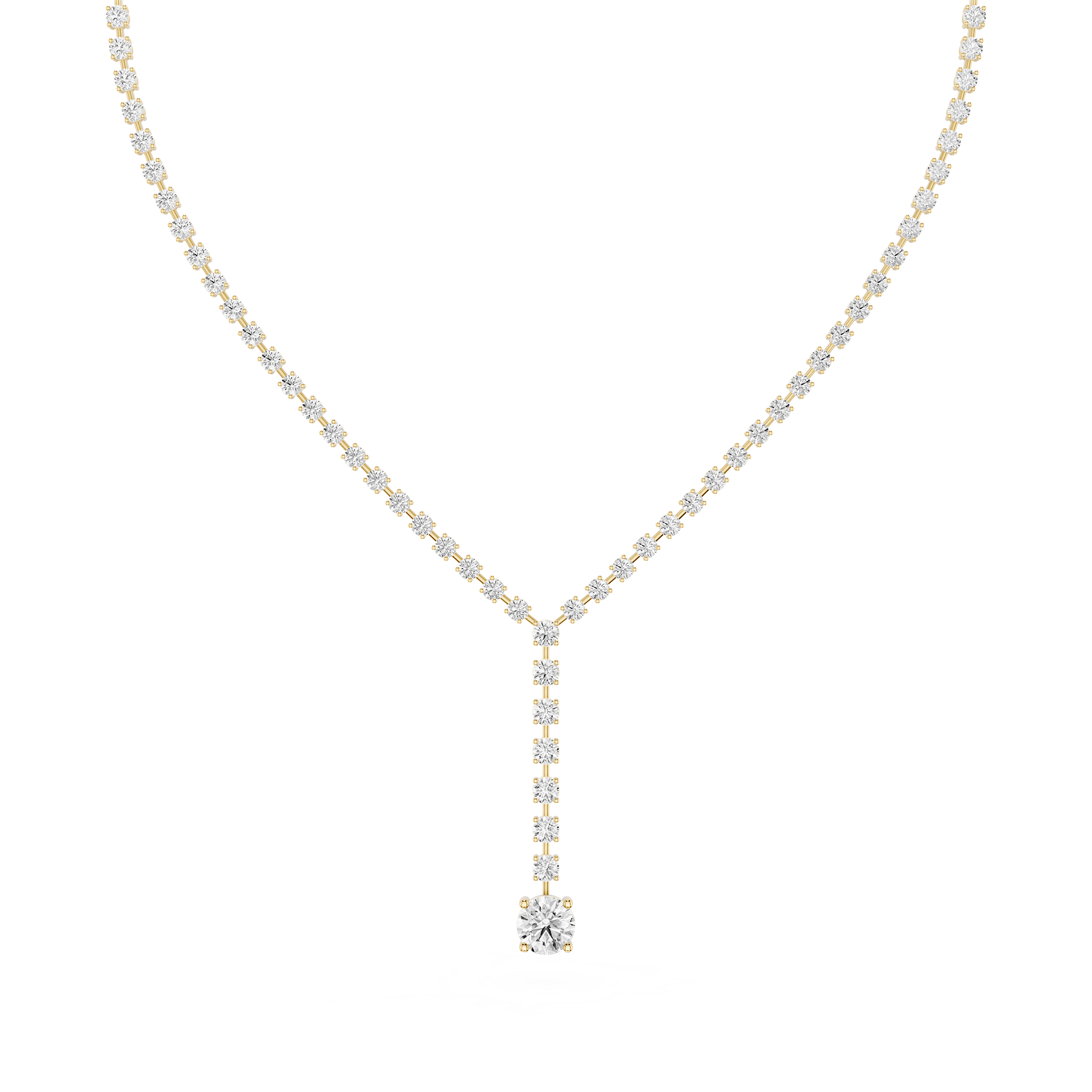 Round Lab Grown Diamond Tennis Y Drop Necklace
