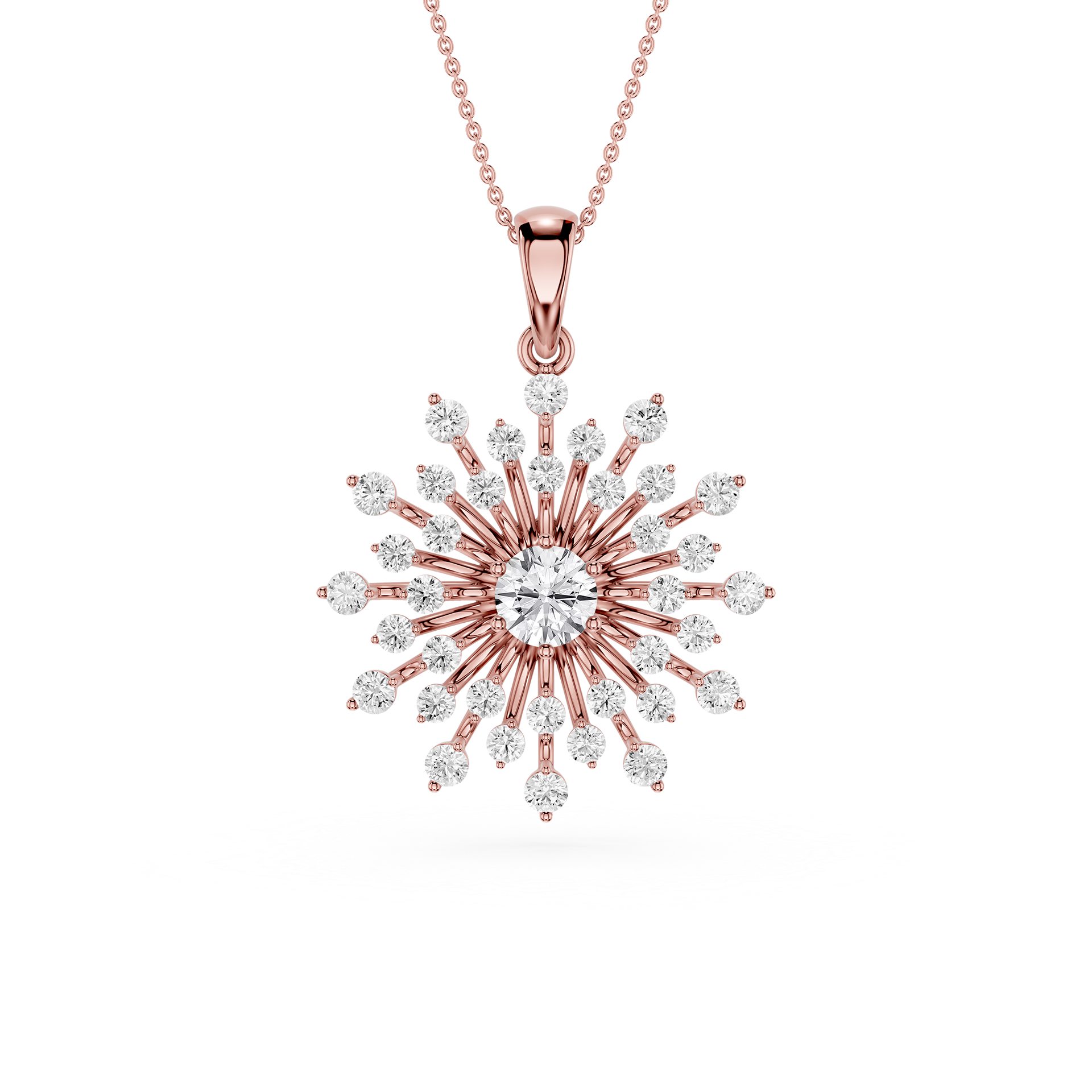 Round Lab Grown Diamond Sunburst Pendant