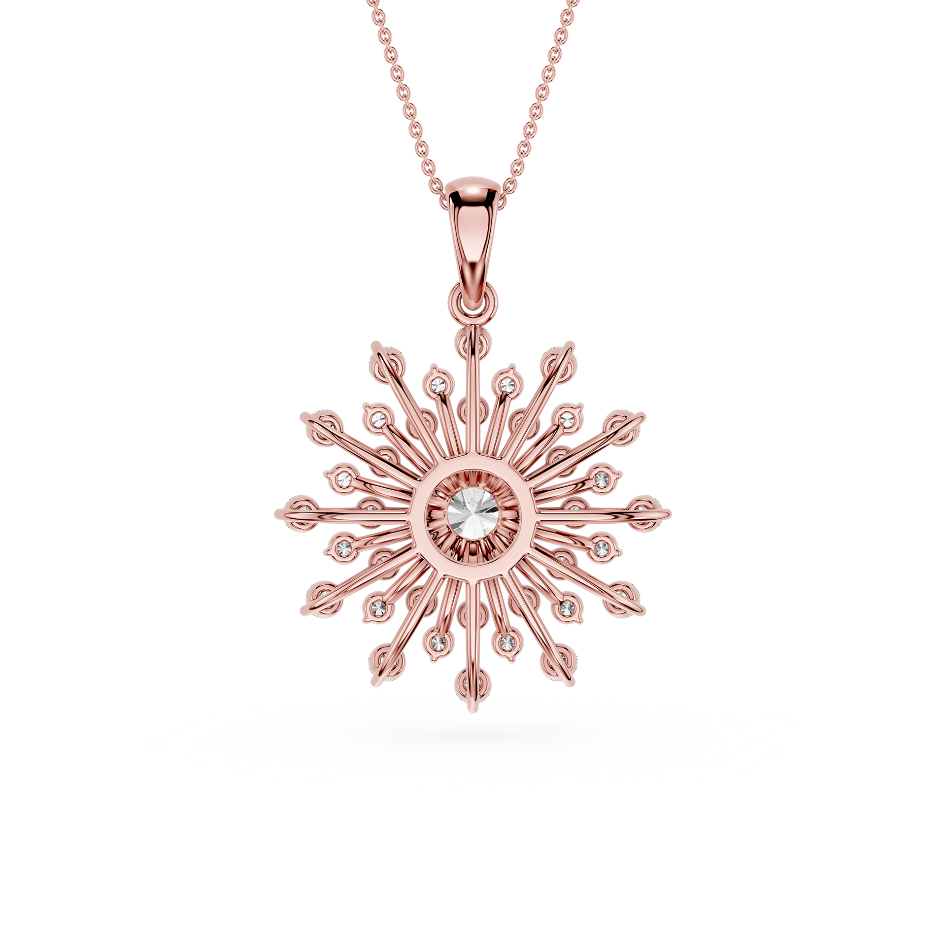 Round Lab Grown Diamond Sunburst Pendant