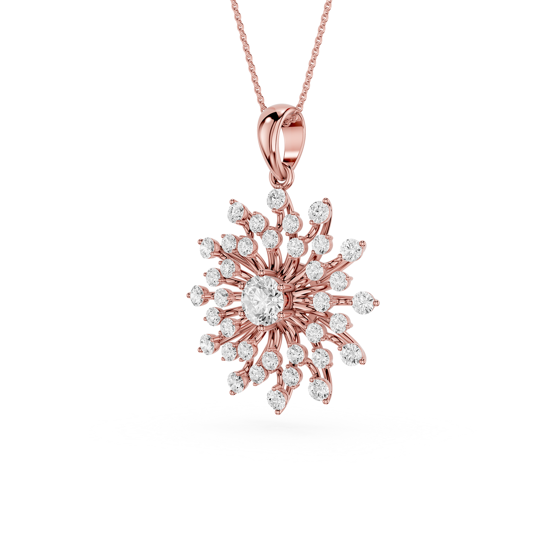 Round Lab Grown Diamond Sunburst Pendant