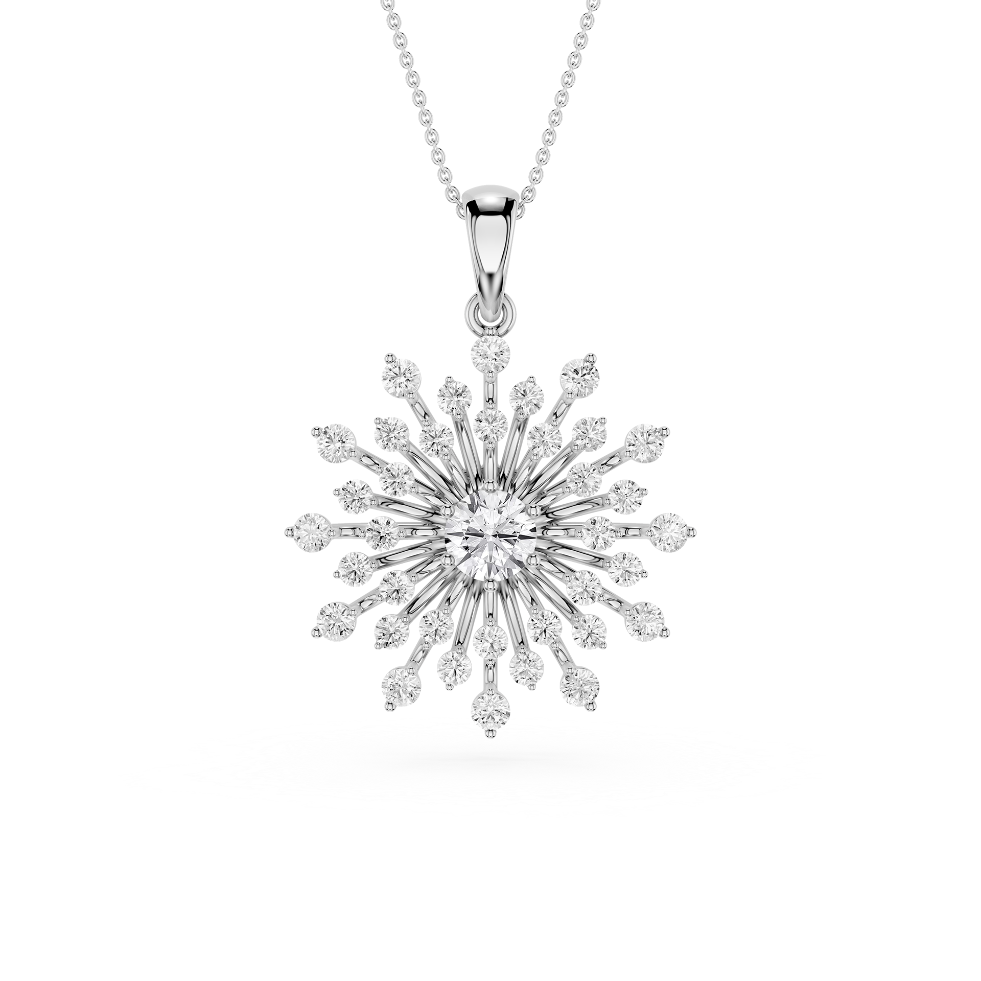 Round Lab Grown Diamond Sunburst Pendant