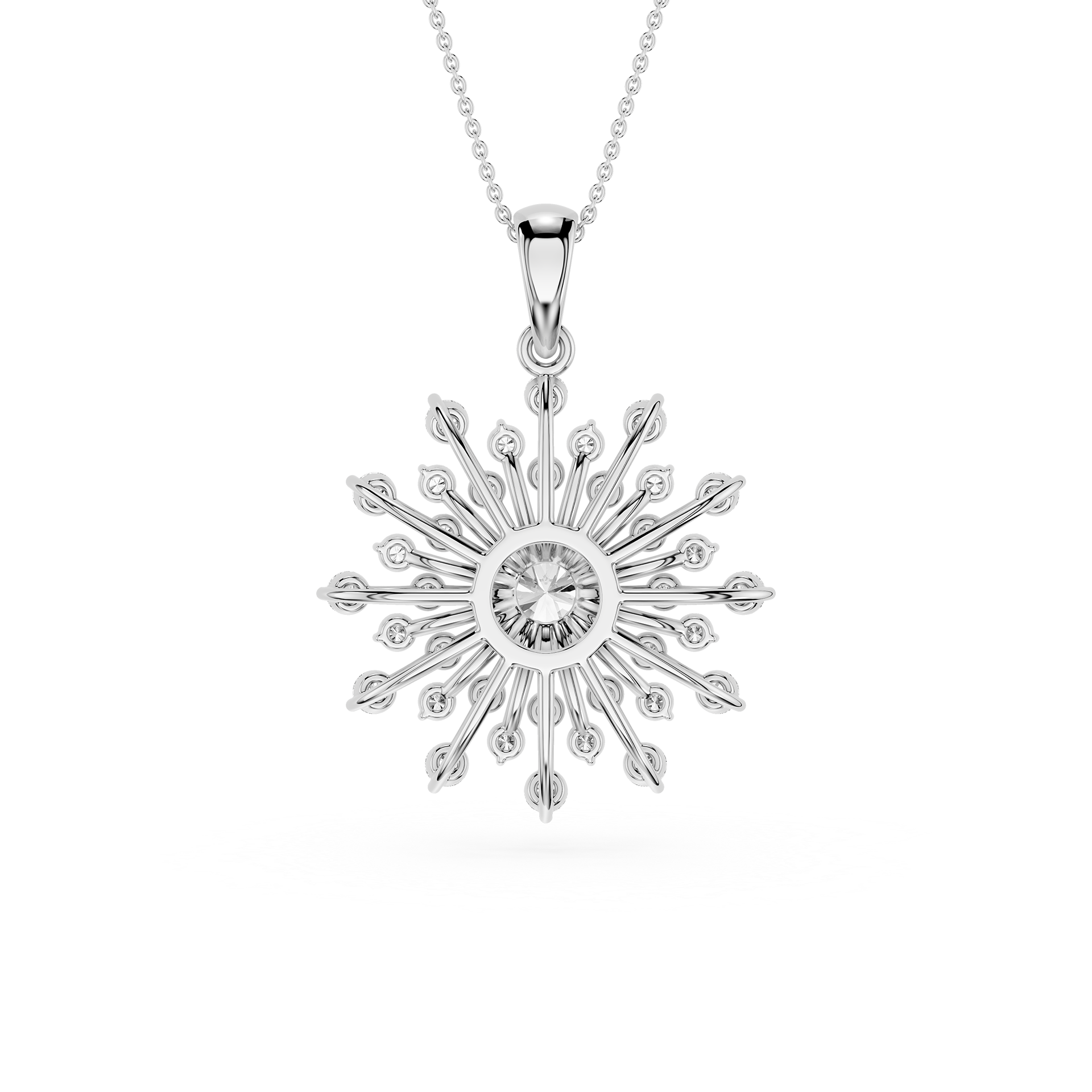 Round Lab Grown Diamond Sunburst Pendant