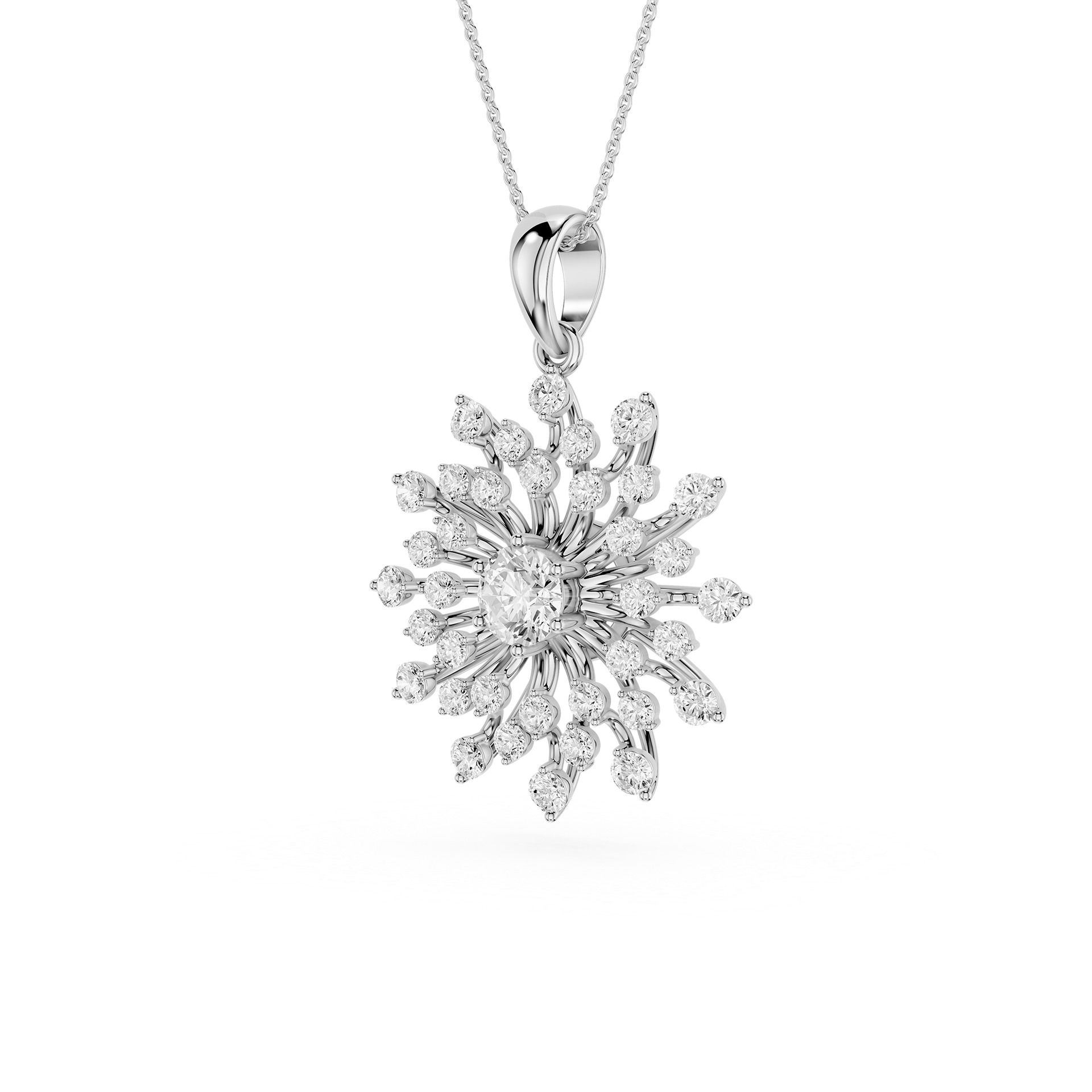 Round Lab Grown Diamond Sunburst Pendant