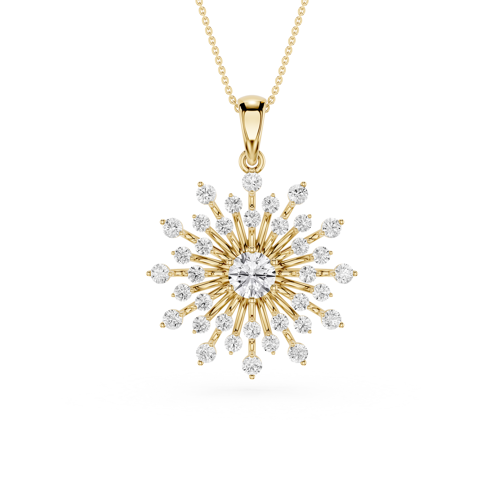 Round Lab Grown Diamond Sunburst Pendant