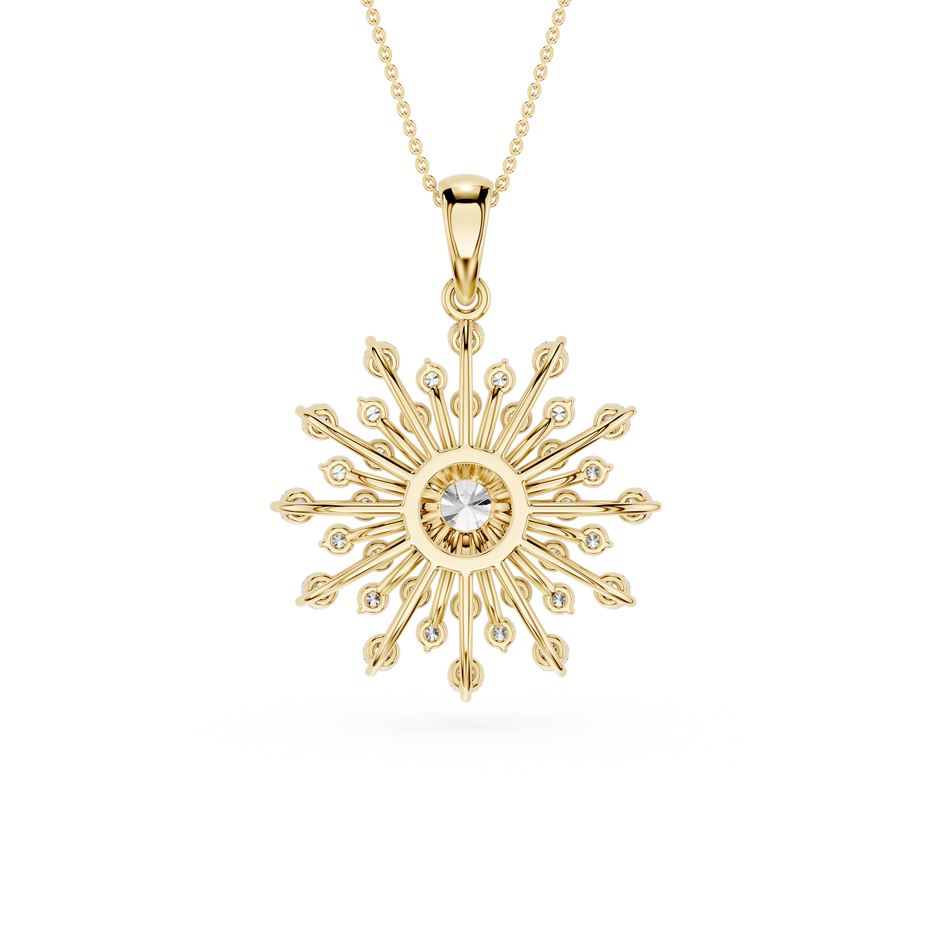 Round Lab Grown Diamond Sunburst Pendant