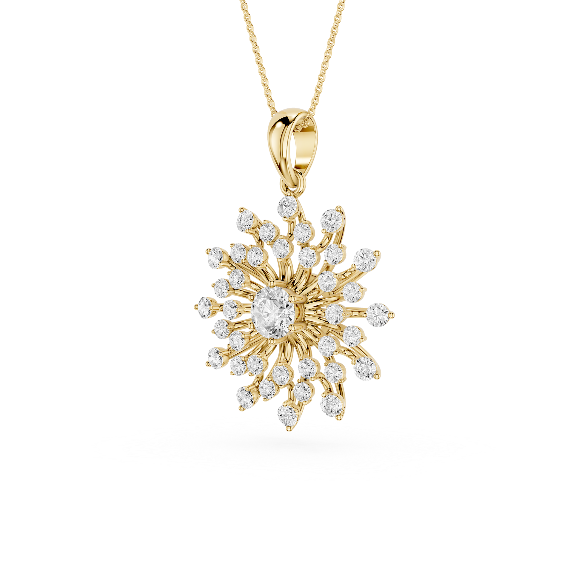 Round Lab Grown Diamond Sunburst Pendant
