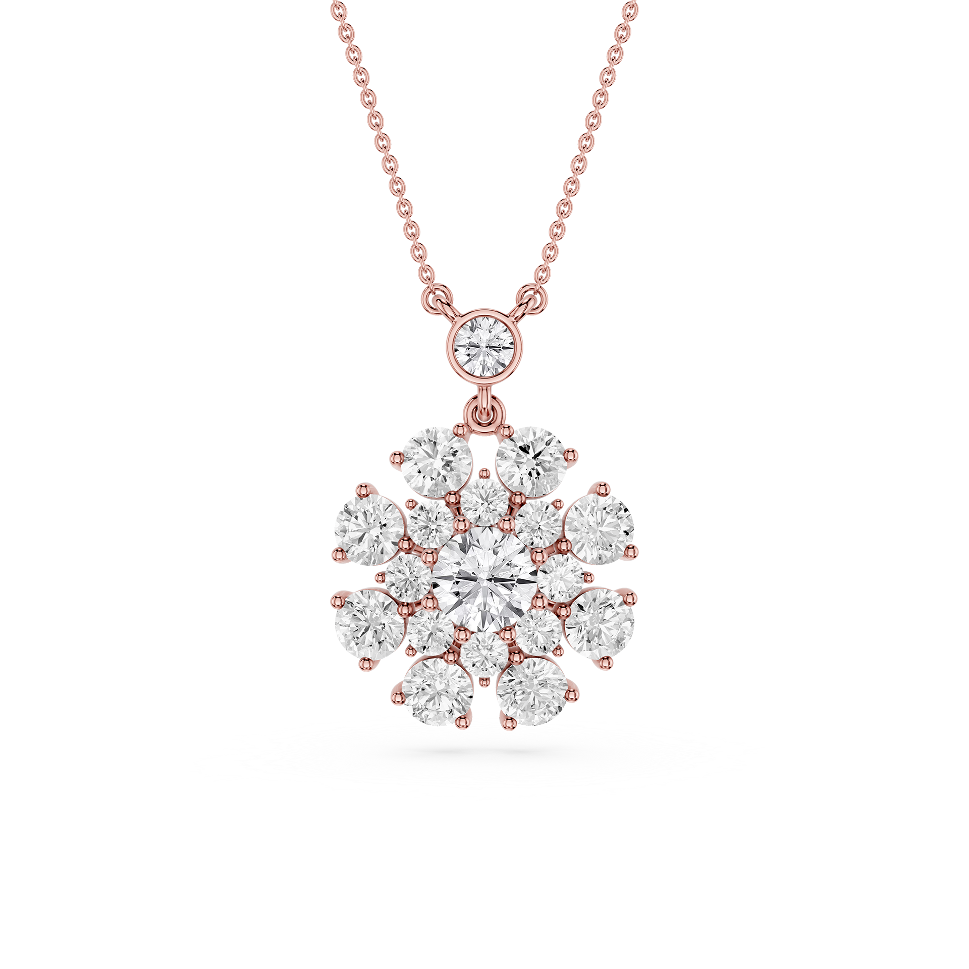 Round Lab Grown Diamond Cluster Pendant Necklace