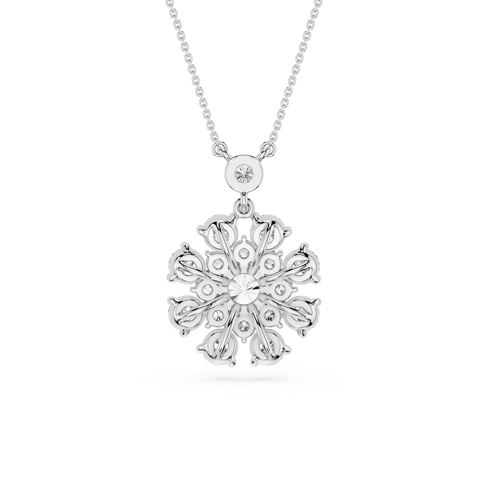 Round Lab Grown Diamond Cluster Pendant Necklace