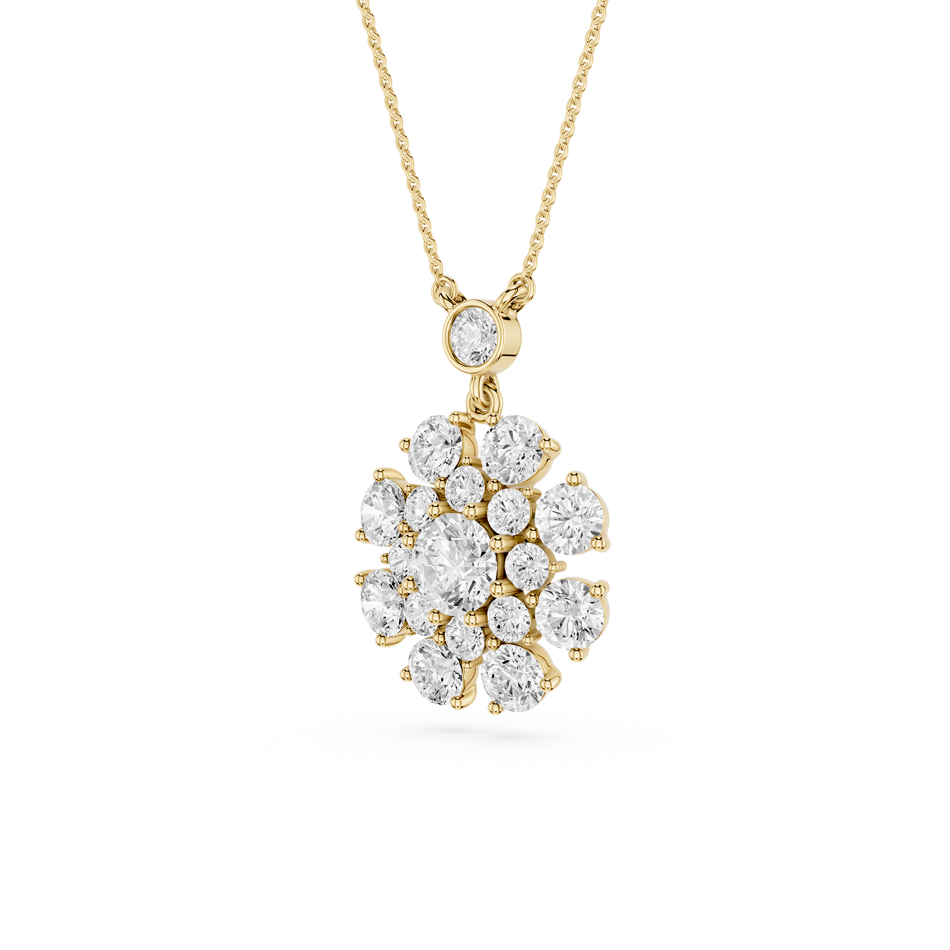 Round Lab Grown Diamond Cluster Pendant Necklace
