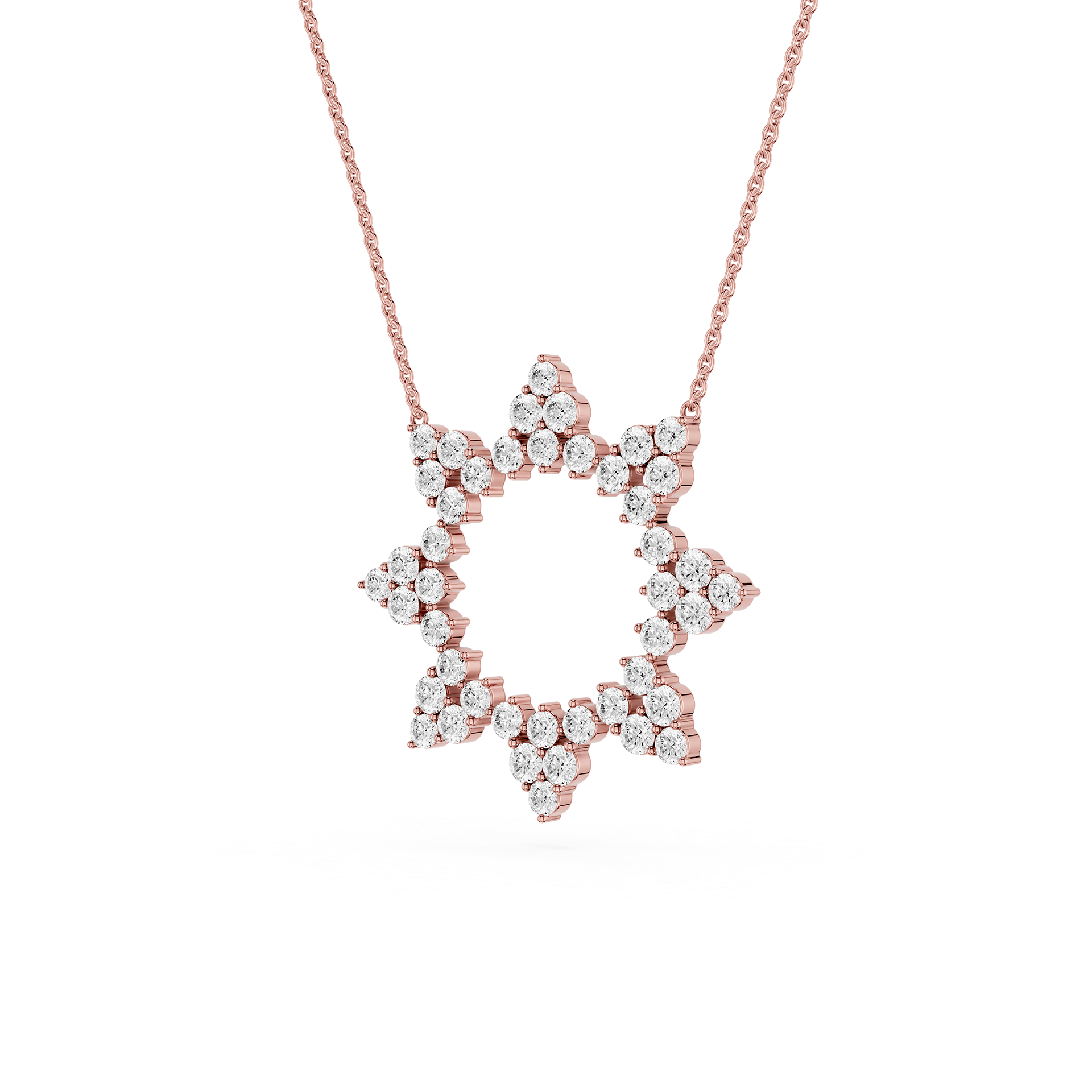 Round Lab Grown Diamond Star Pendant Necklace