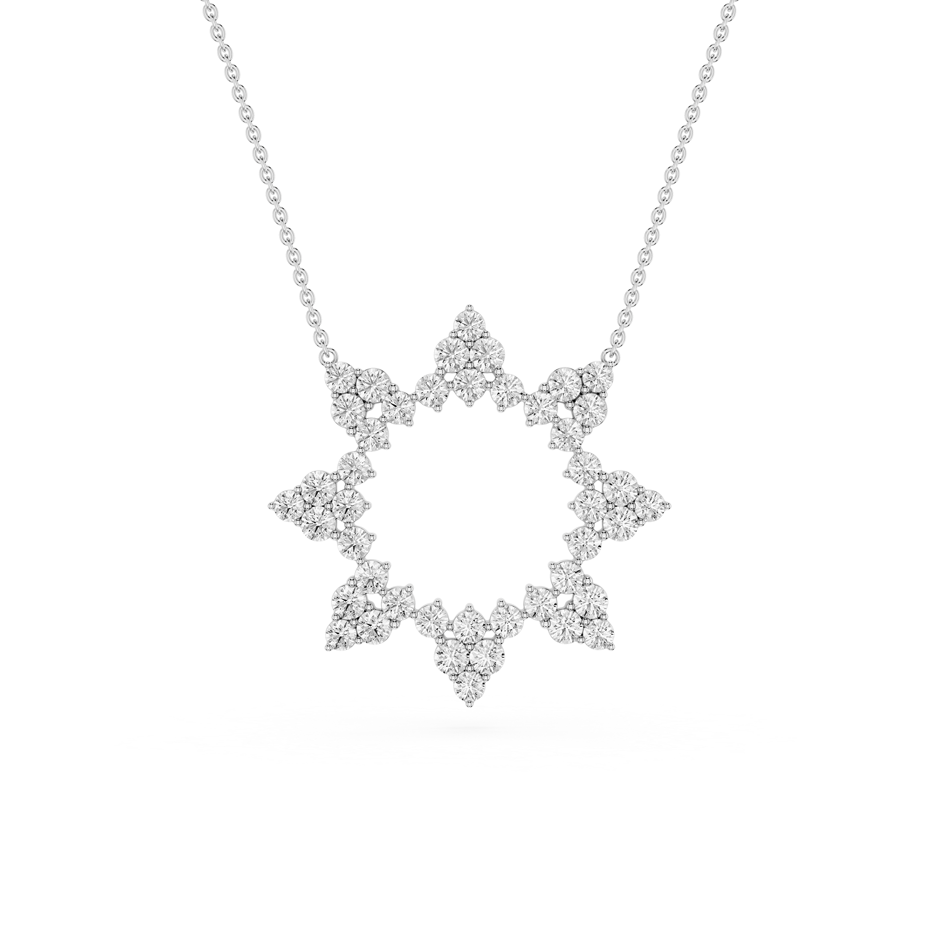 Round Lab Grown Diamond Star Pendant Necklace