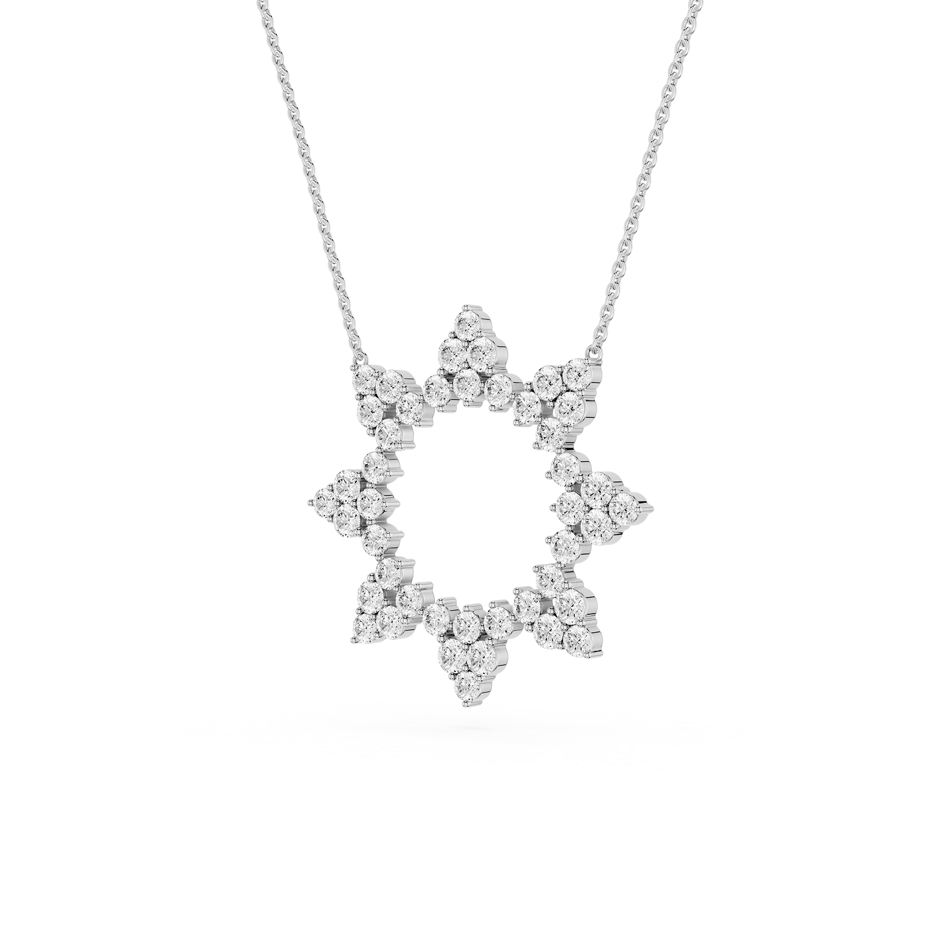 Round Lab Grown Diamond Star Pendant Necklace