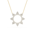 Diamond necklace with a star-shaped pendant on a gold chain against a white background