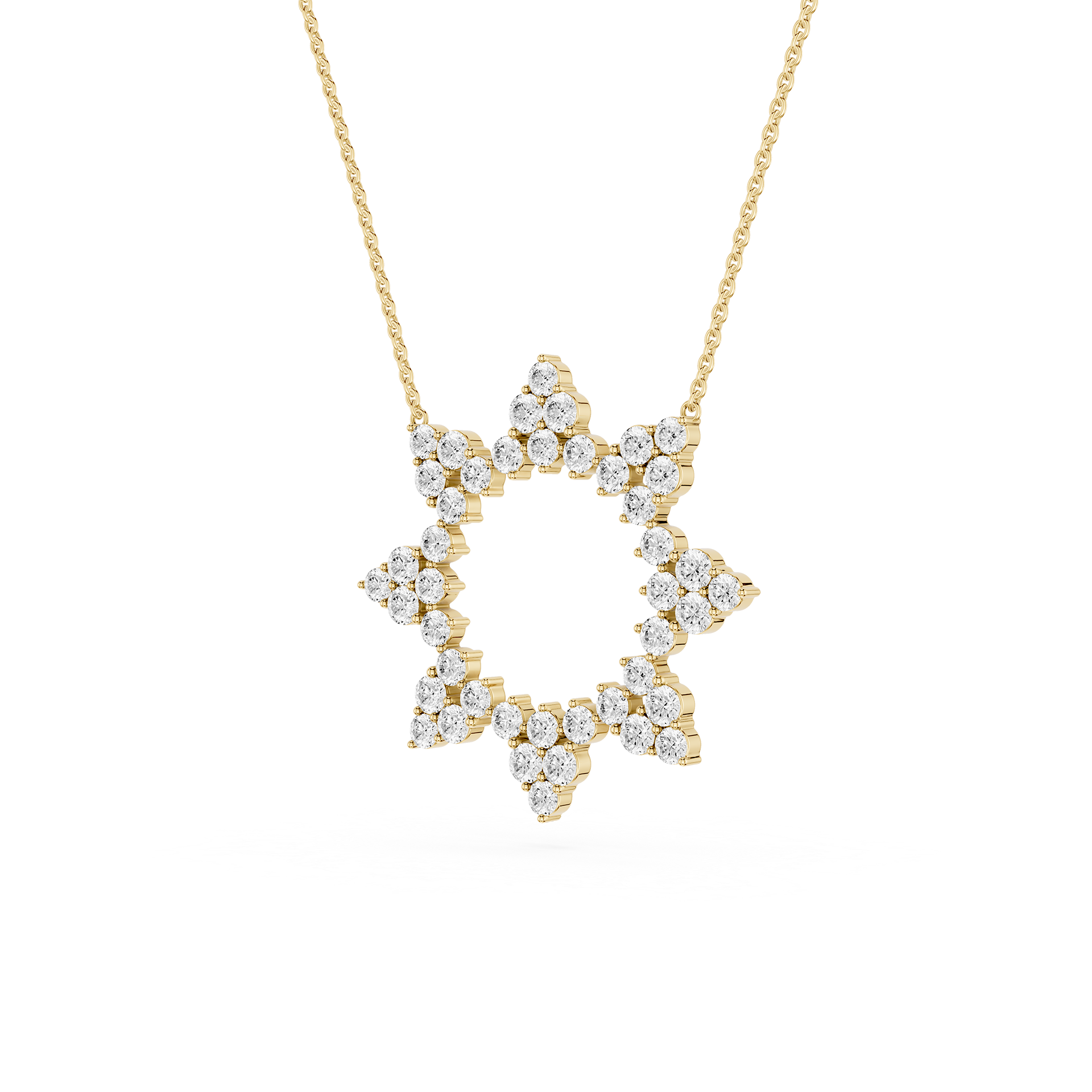 Round Lab Grown Diamond Star Pendant Necklace
