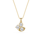 Gold necklace with a diamond pendant on a white background