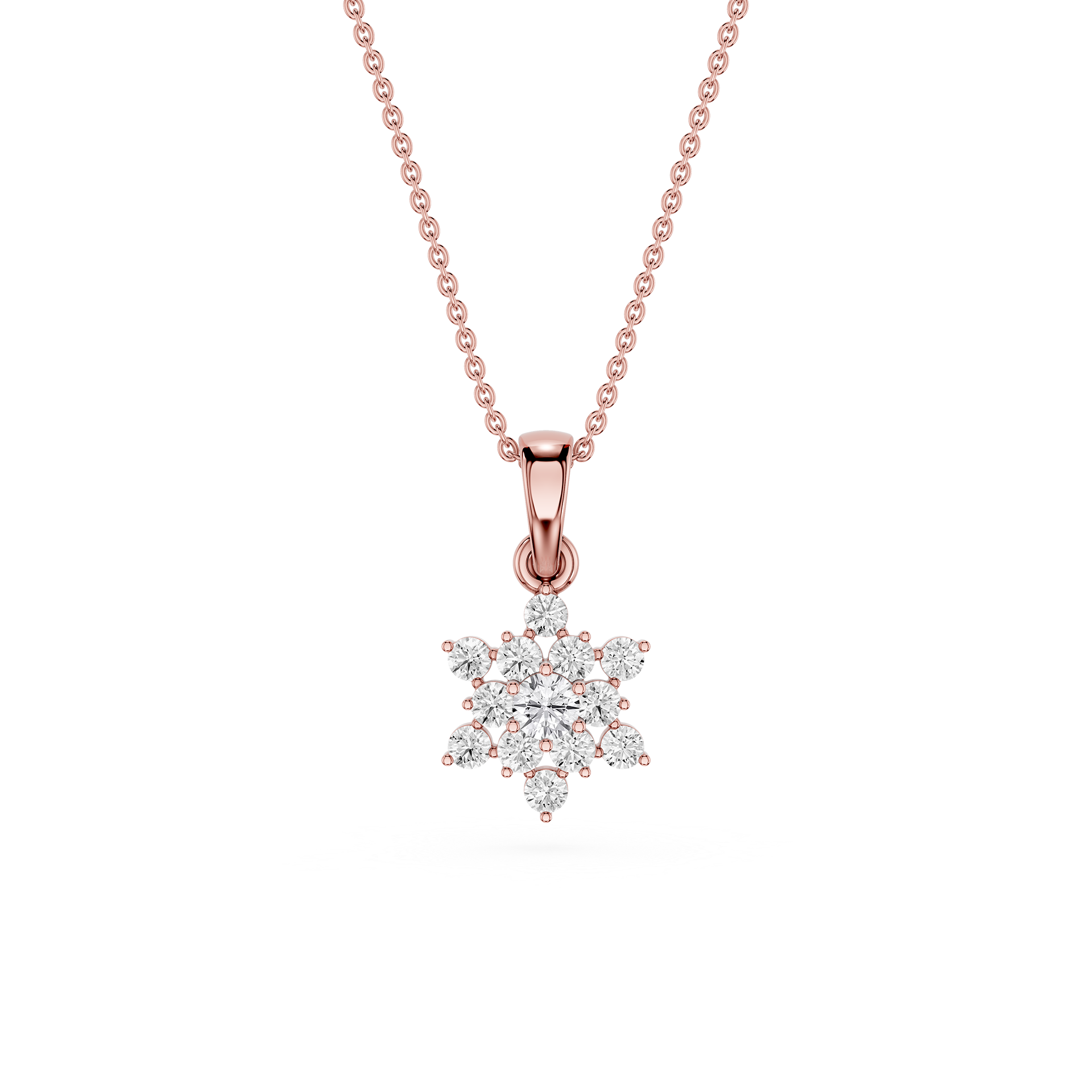 Round Lab Grown Diamond Floral Pendant Necklace
