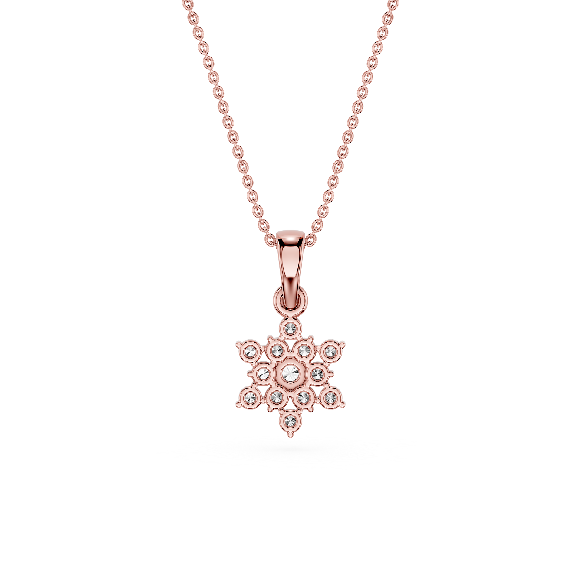 Round Lab Grown Diamond Floral Pendant Necklace