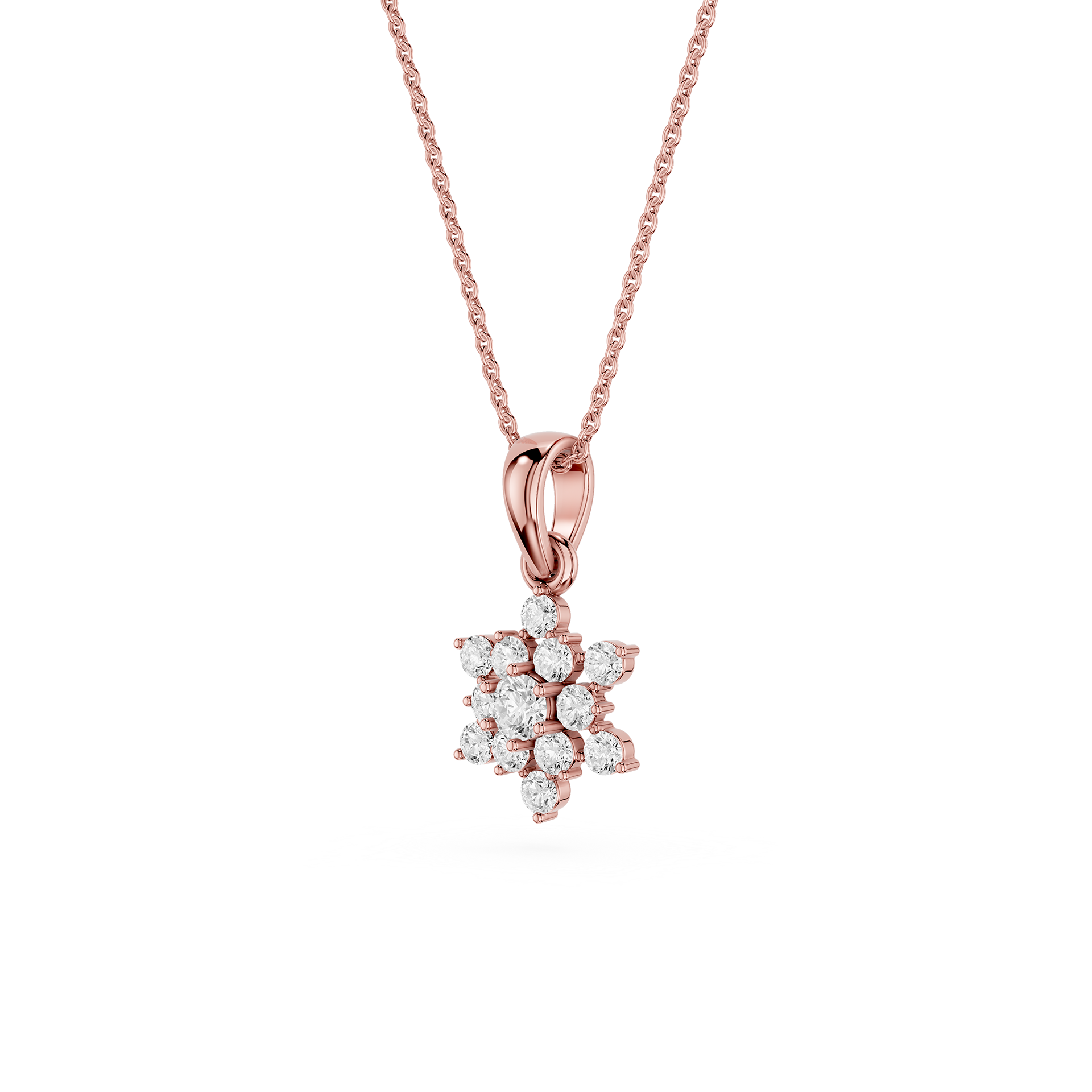 Round Lab Grown Diamond Floral Pendant Necklace