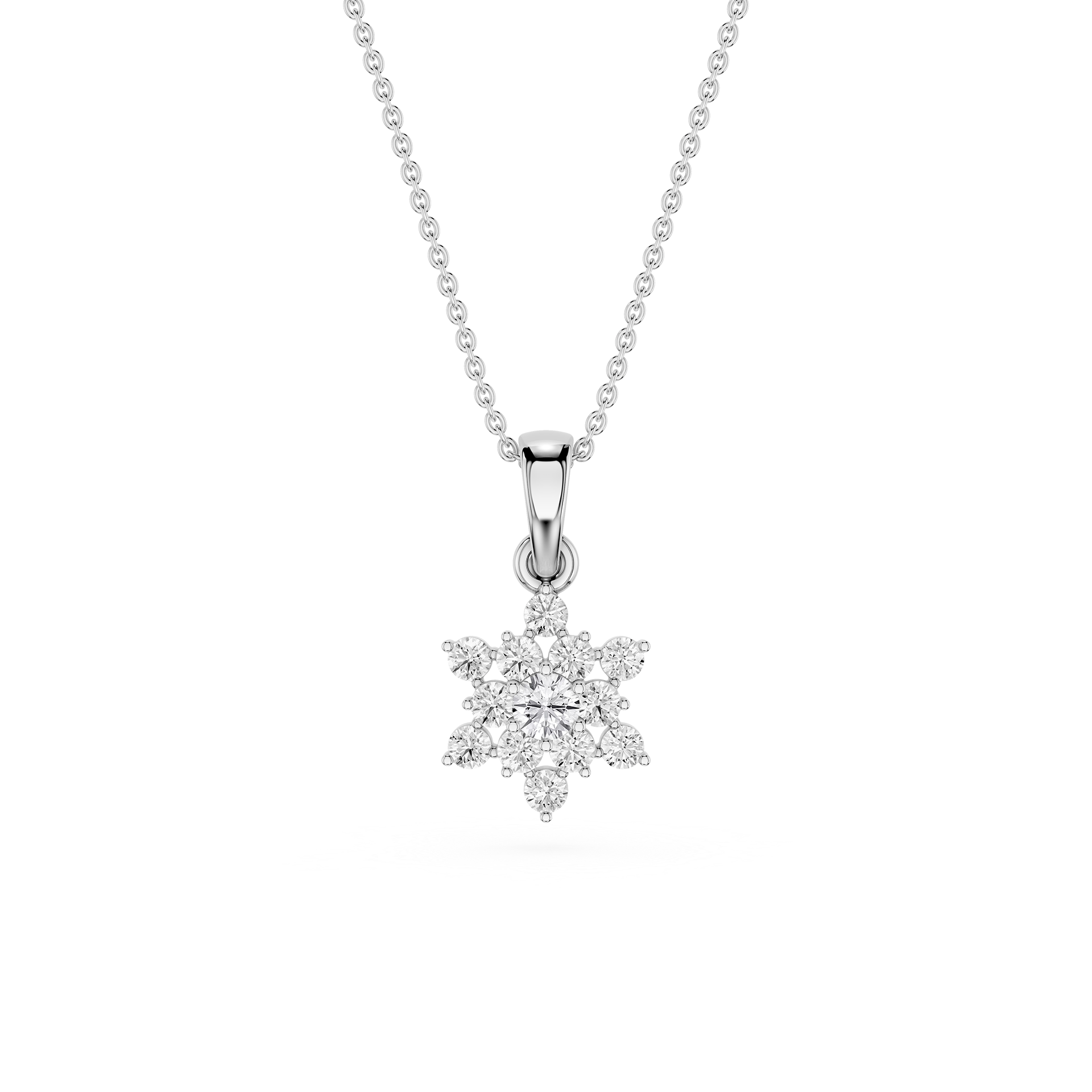 Round Lab Grown Diamond Floral Pendant Necklace