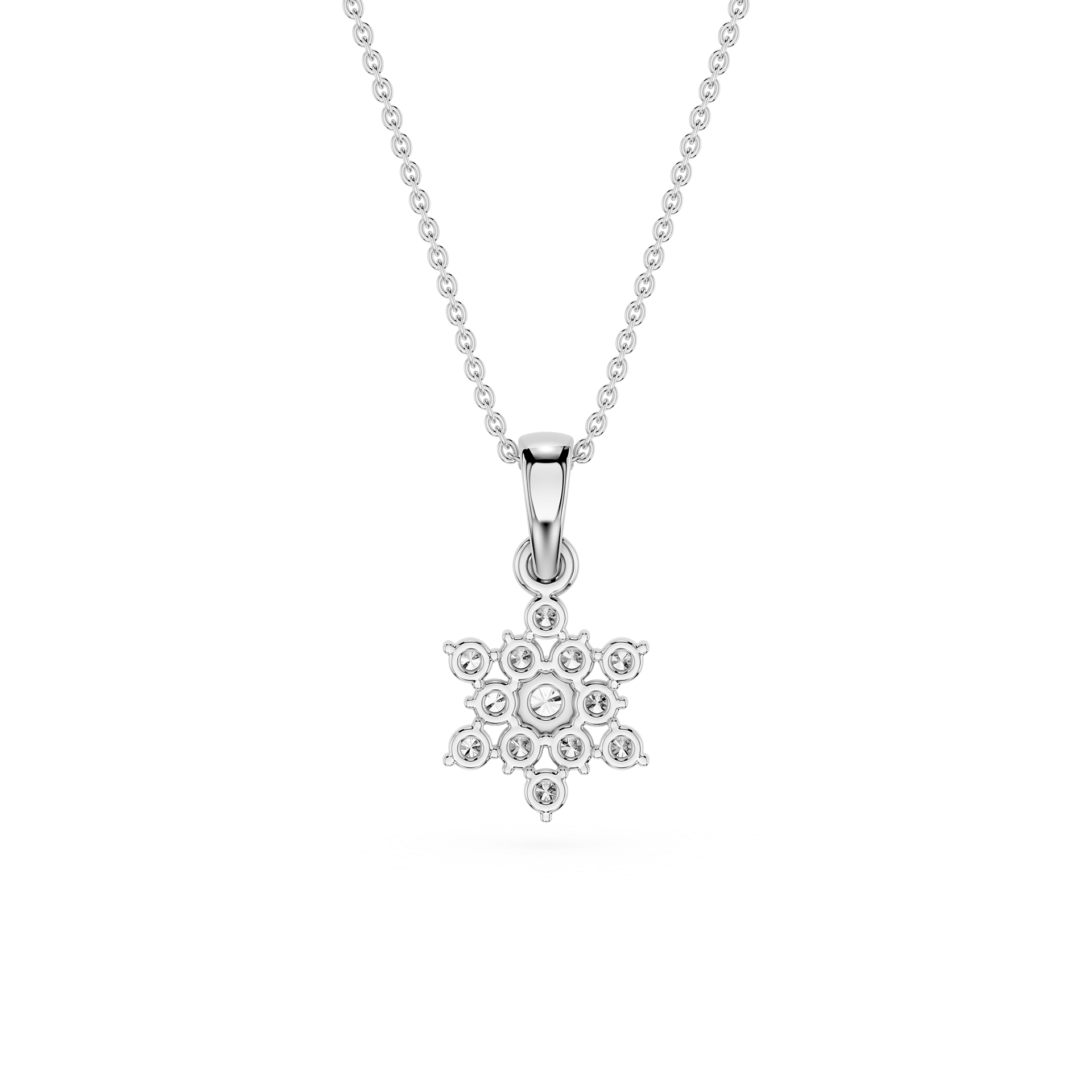 Round Lab Grown Diamond Floral Pendant Necklace