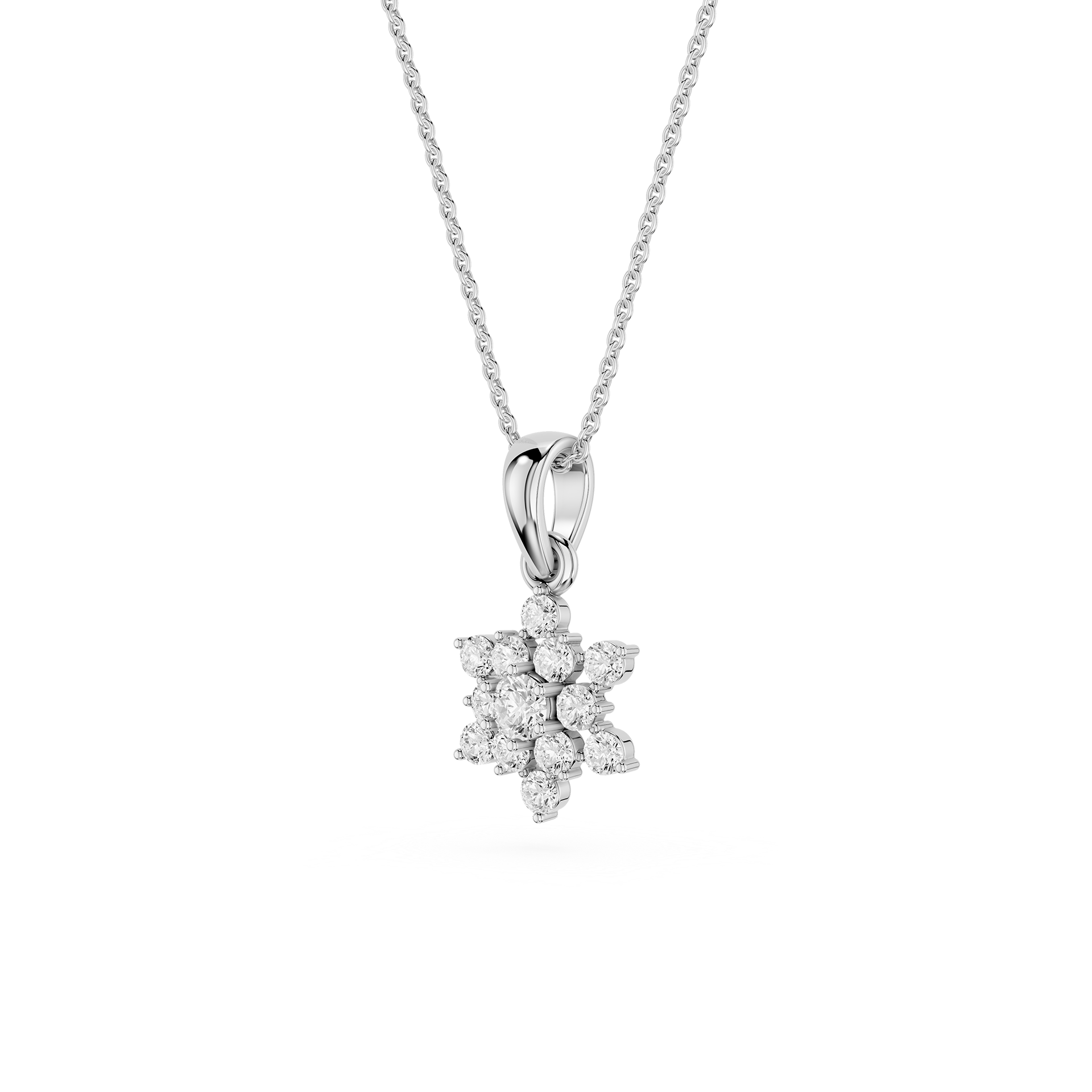 Round Lab Grown Diamond Floral Pendant Necklace