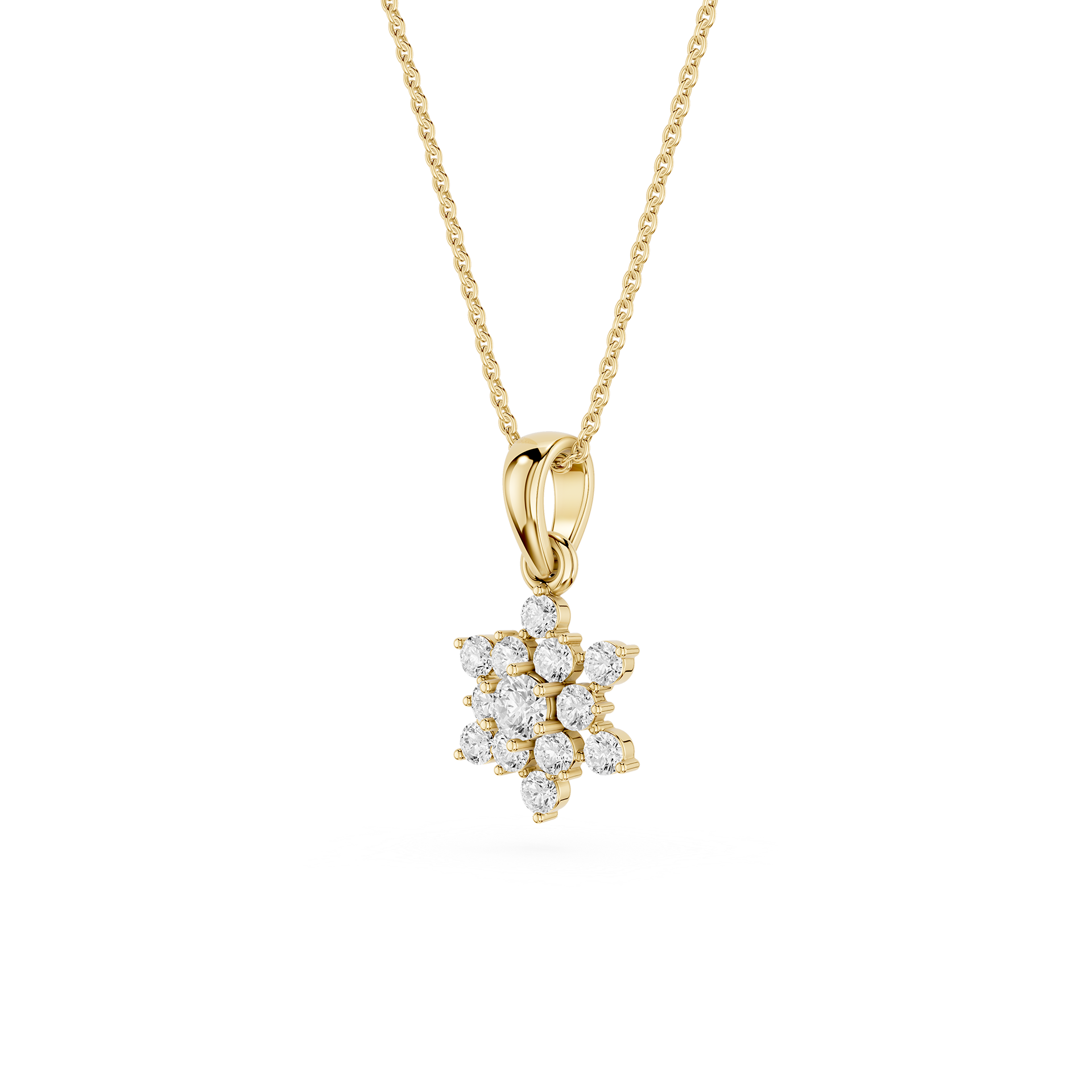 Round Lab Grown Diamond Floral Pendant Necklace
