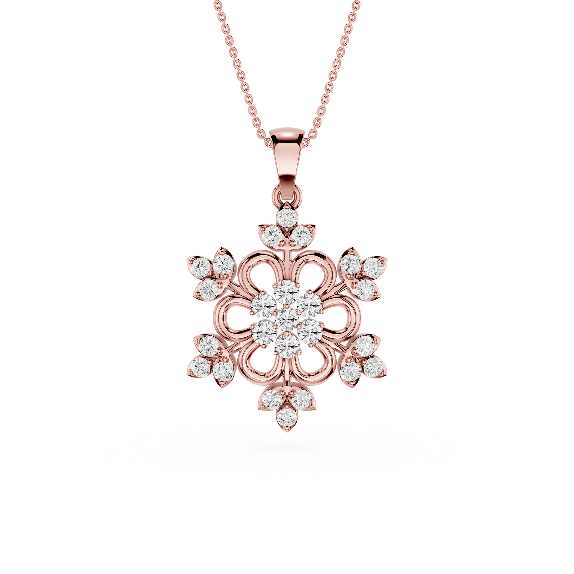 Round And Pear Lab Grown Floral Pendant Necklace