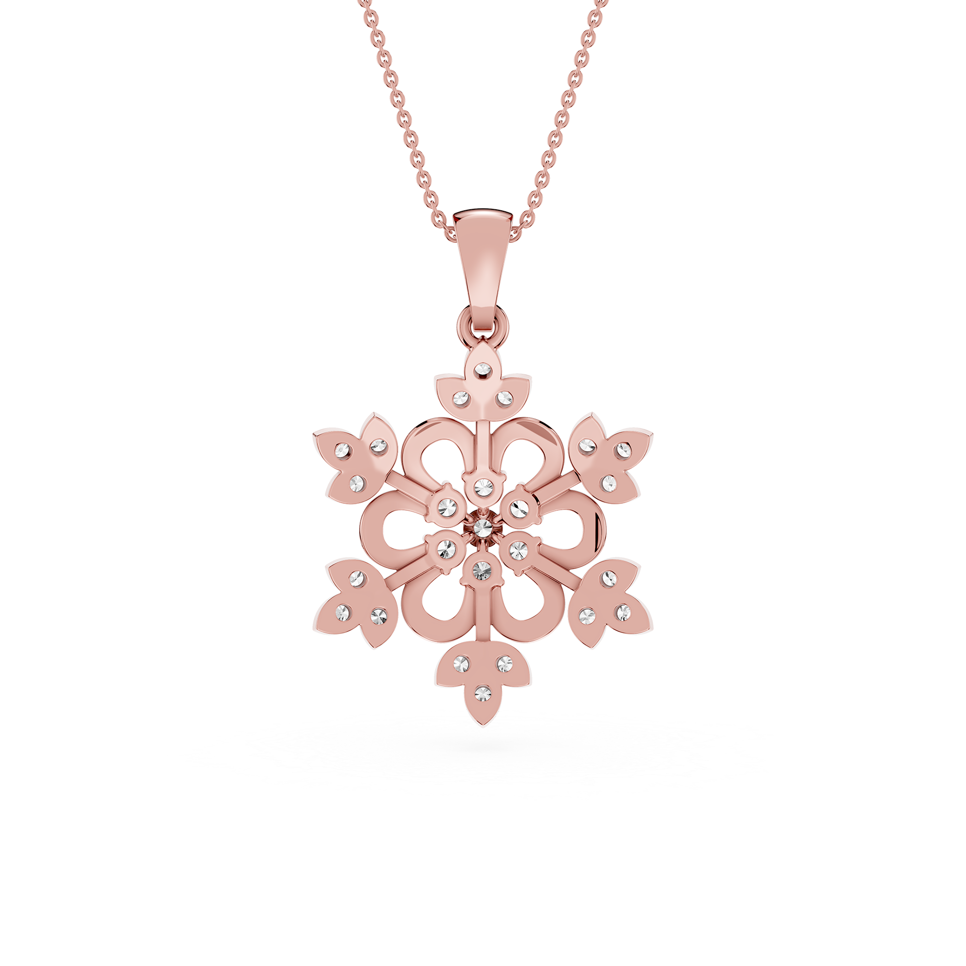 Round And Pear Lab Grown Floral Pendant Necklace